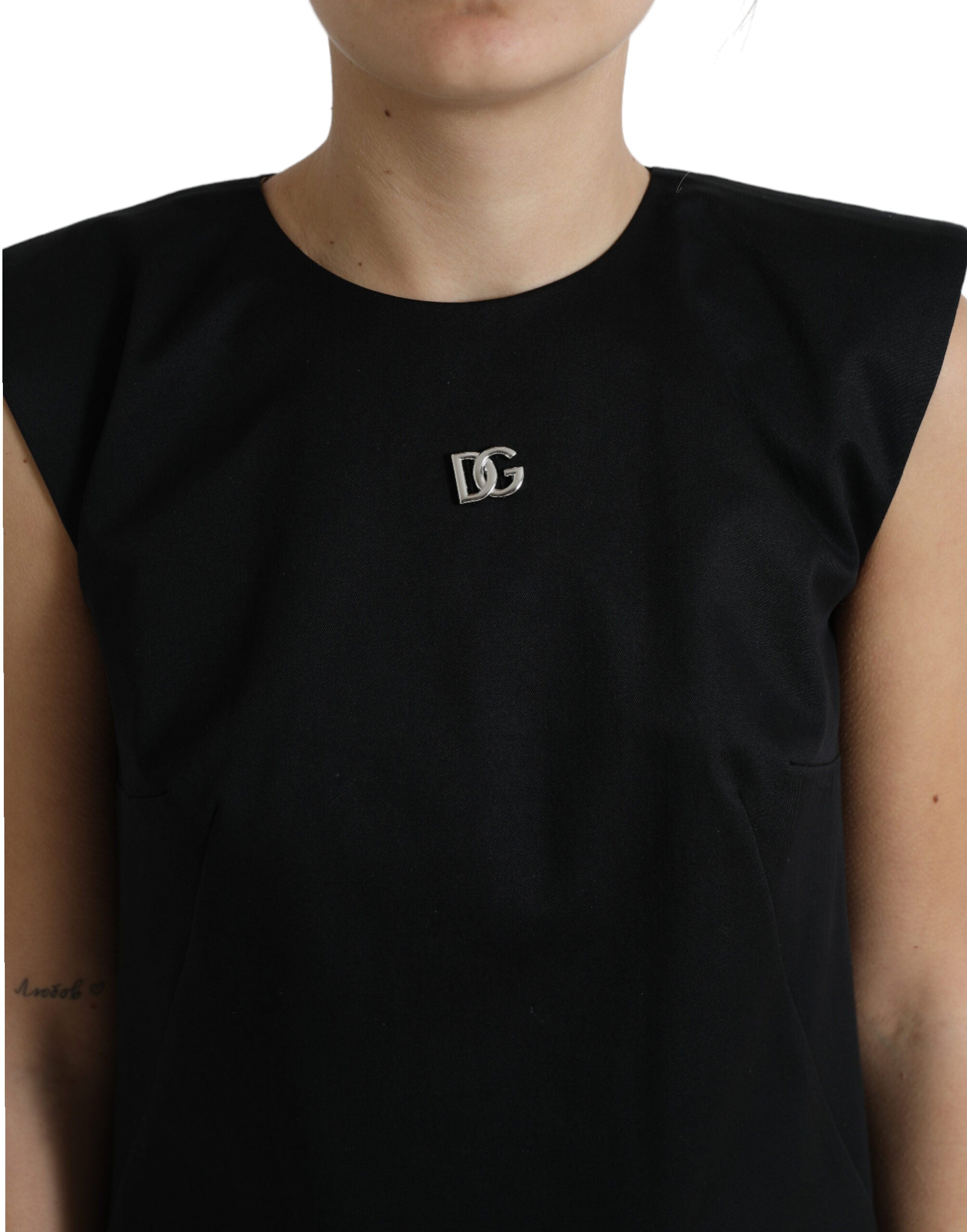 Dolce & Gabbana Black DG Logo Cotton Shift A-line Mini Dress -   -  Dolce & Gabbana.