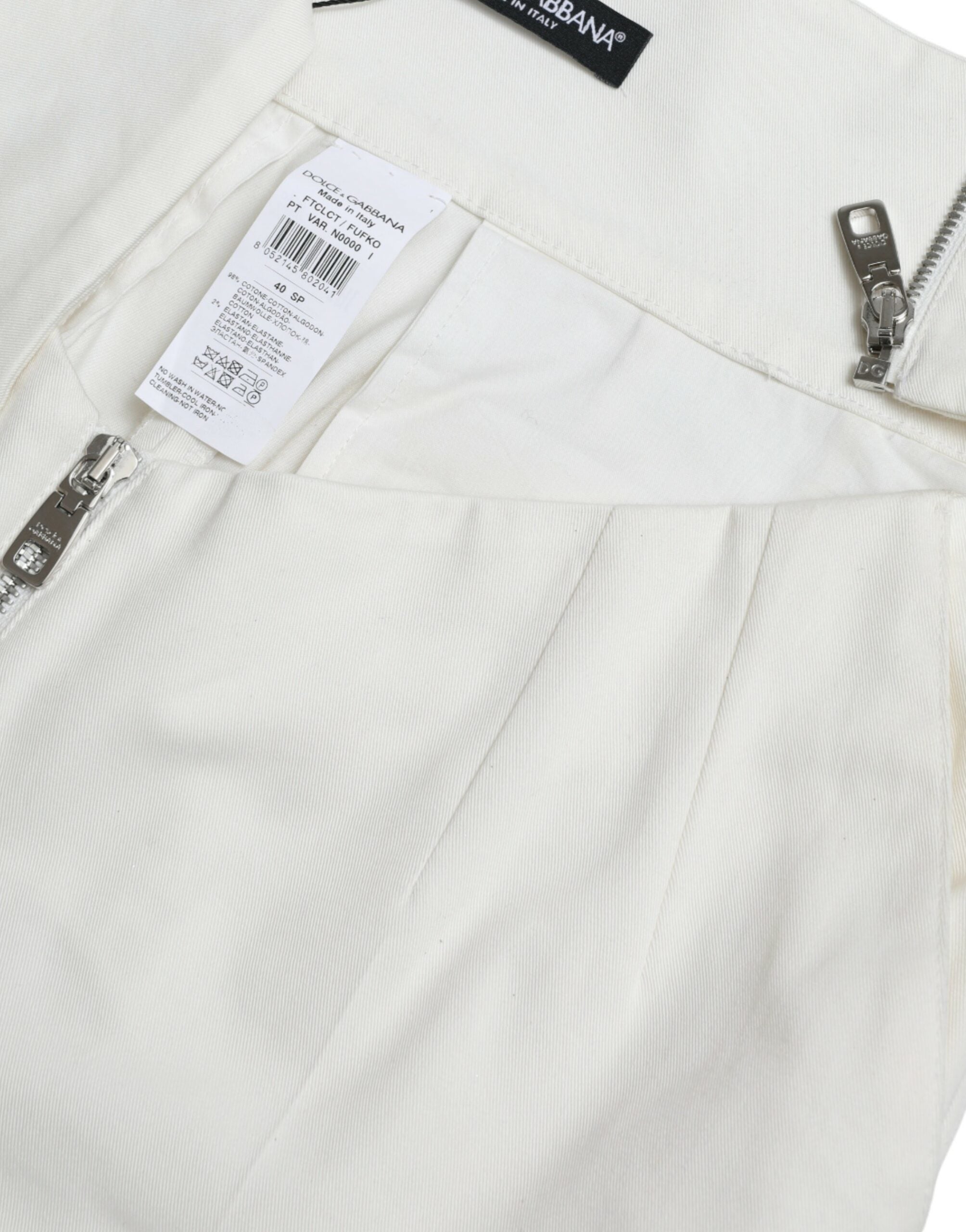 Dolce & Gabbana Black White Cotton Cut Out Waist Tapered Pants -   -  Dolce & Gabbana.