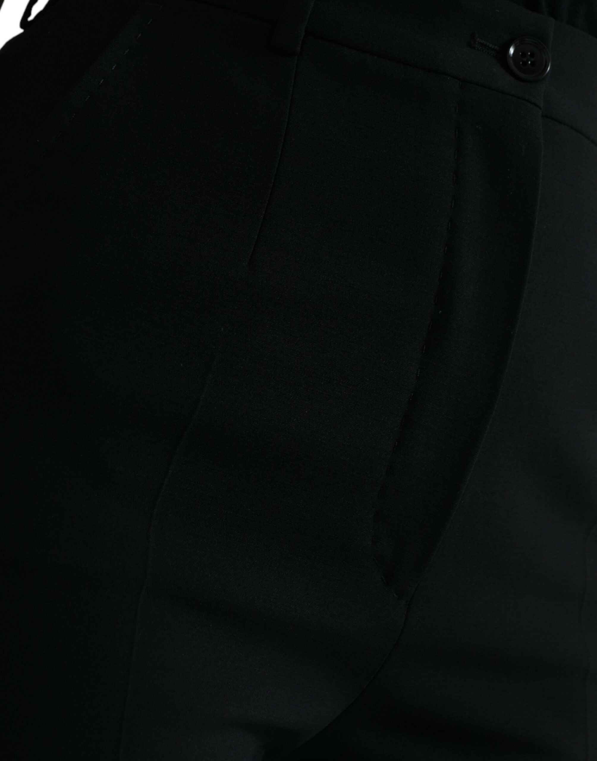 Dolce & Gabbana Black Wool High Waist Tapered Pants -   -  Dolce & Gabbana.