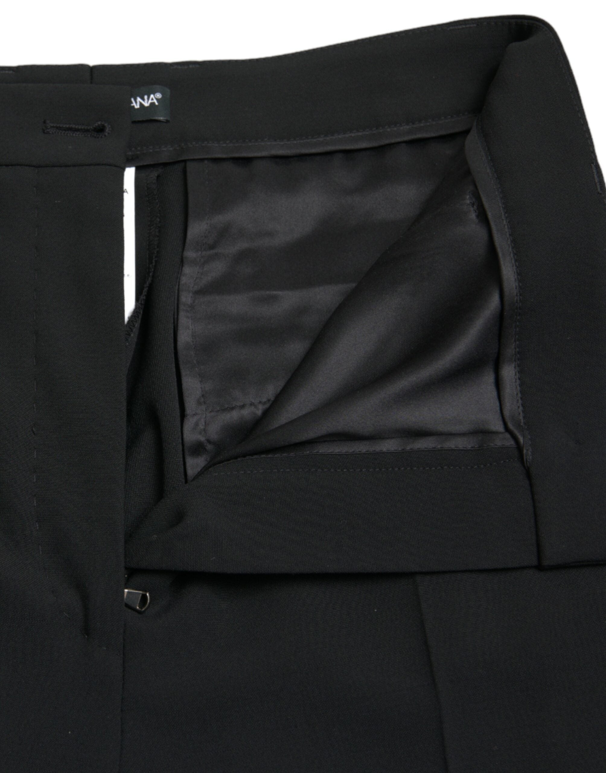 Dolce & Gabbana Black Wool High Waist Tapered Pants -   -  Dolce & Gabbana.