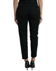 Dolce & Gabbana Black Wool High Waist Cropped Tapered Pants -   -  Dolce & Gabbana.