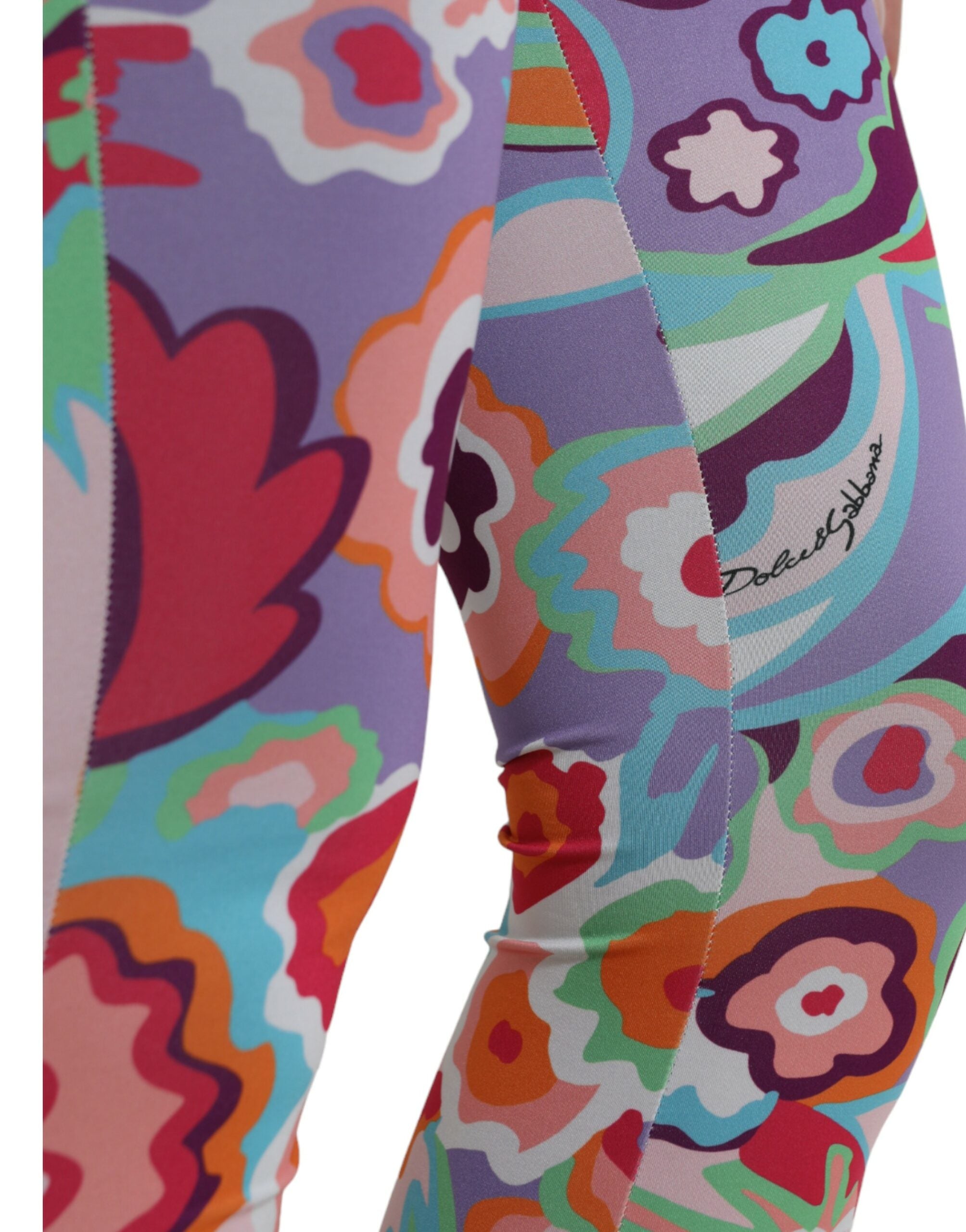 Dolce & Gabbana Multicolor Floral High Waist Leggings Pants -   -  Dolce & Gabbana.