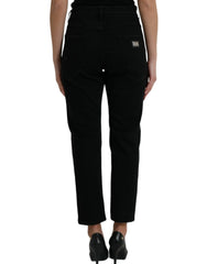 Dolce & Gabbana Black Cotton High Waist Tattered Denim Jeans -   -  Dolce & Gabbana.