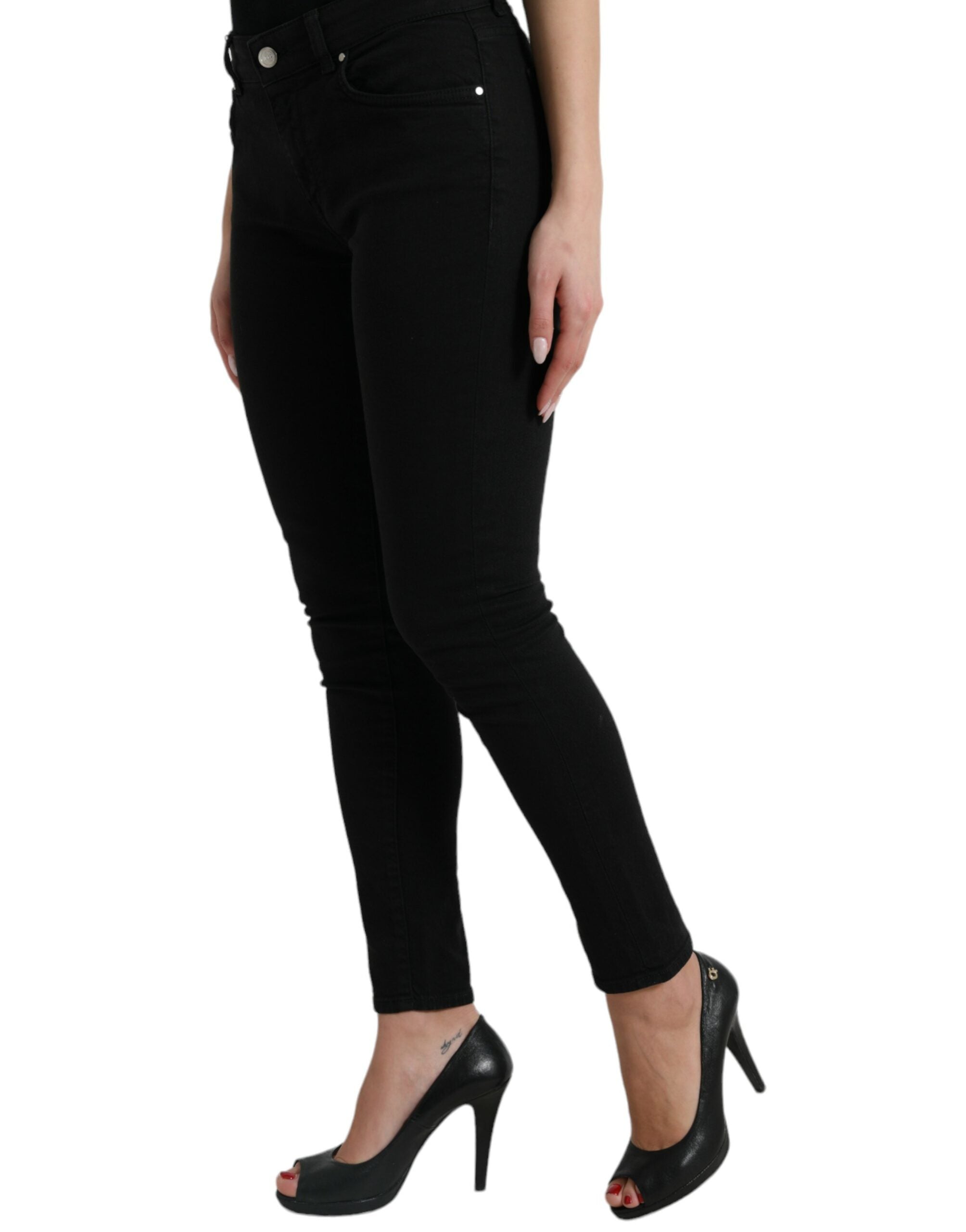 Dolce & Gabbana Black Cotton Mid Waist Skinny Denim Jeans -   -  Dolce & Gabbana.
