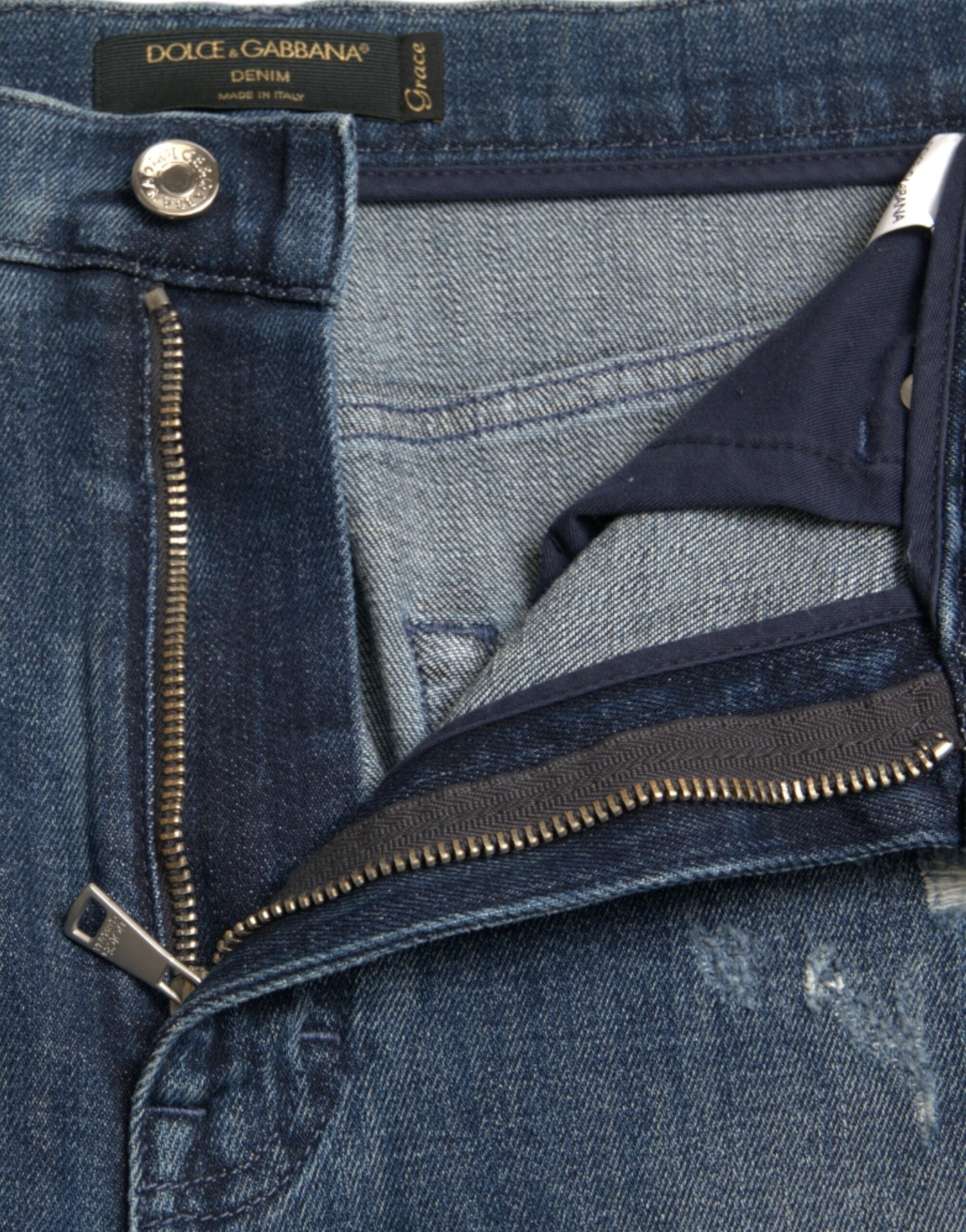 Dolce & Gabbana Dark Blue Distressed GRACE Skinny Denim Jeans -   -  Dolce & Gabbana.