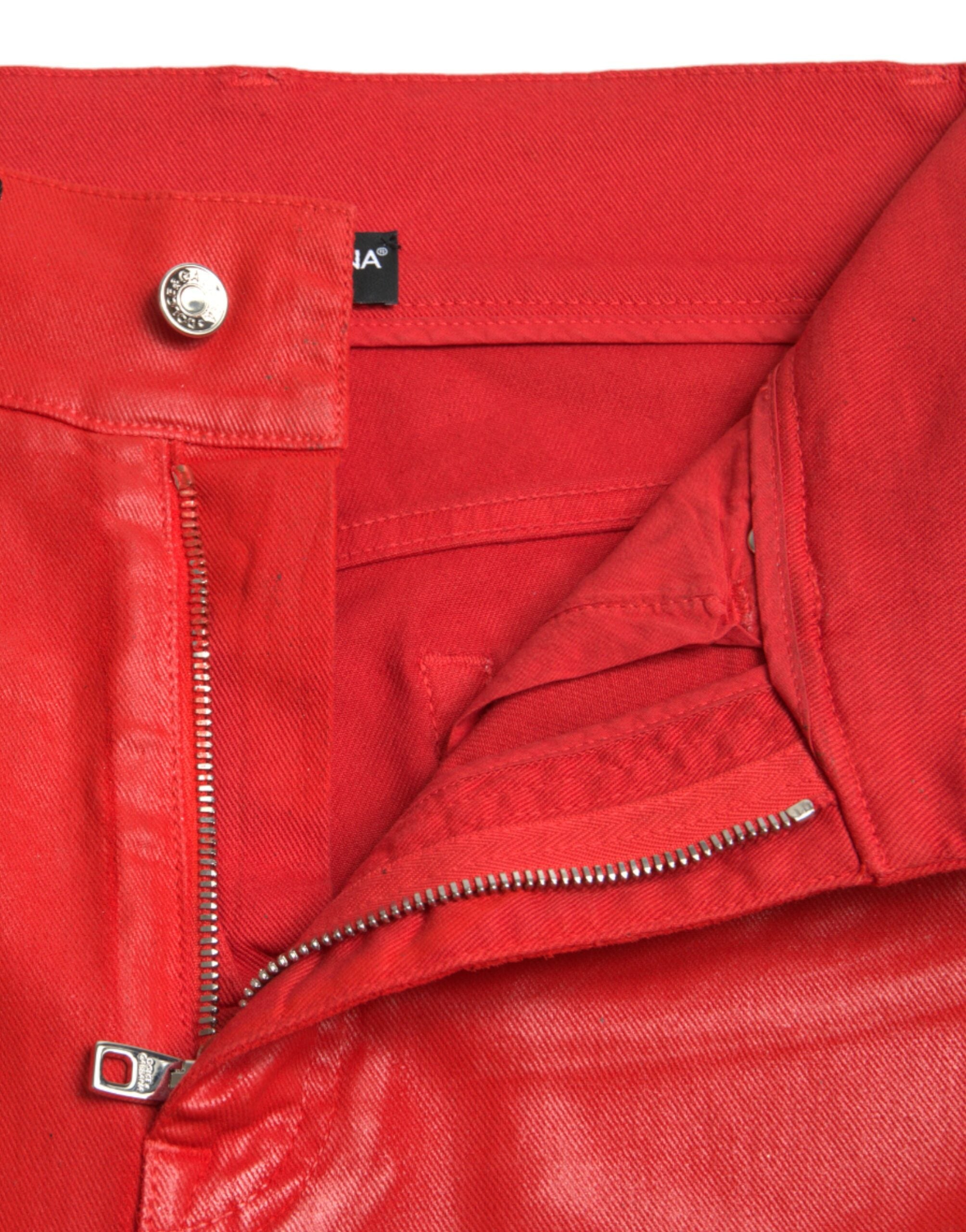 Dolce & Gabbana Red Cotton High Waist Skinny Denim Jeans -   -  Dolce & Gabbana.