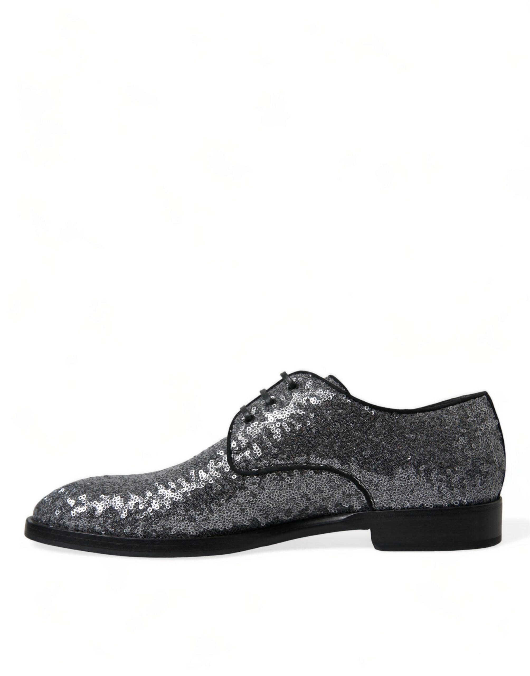 Dolce & Gabbana Silver Sequined Lace Up Men Derby Dress Shoes -   -  Dolce & Gabbana.