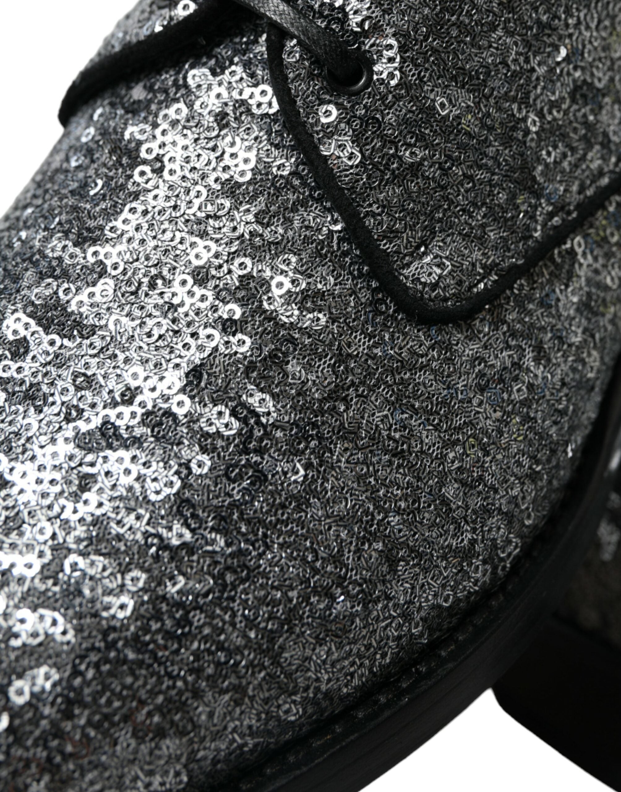 Dolce & Gabbana Silver Sequined Lace Up Men Derby Dress Shoes -   -  Dolce & Gabbana.