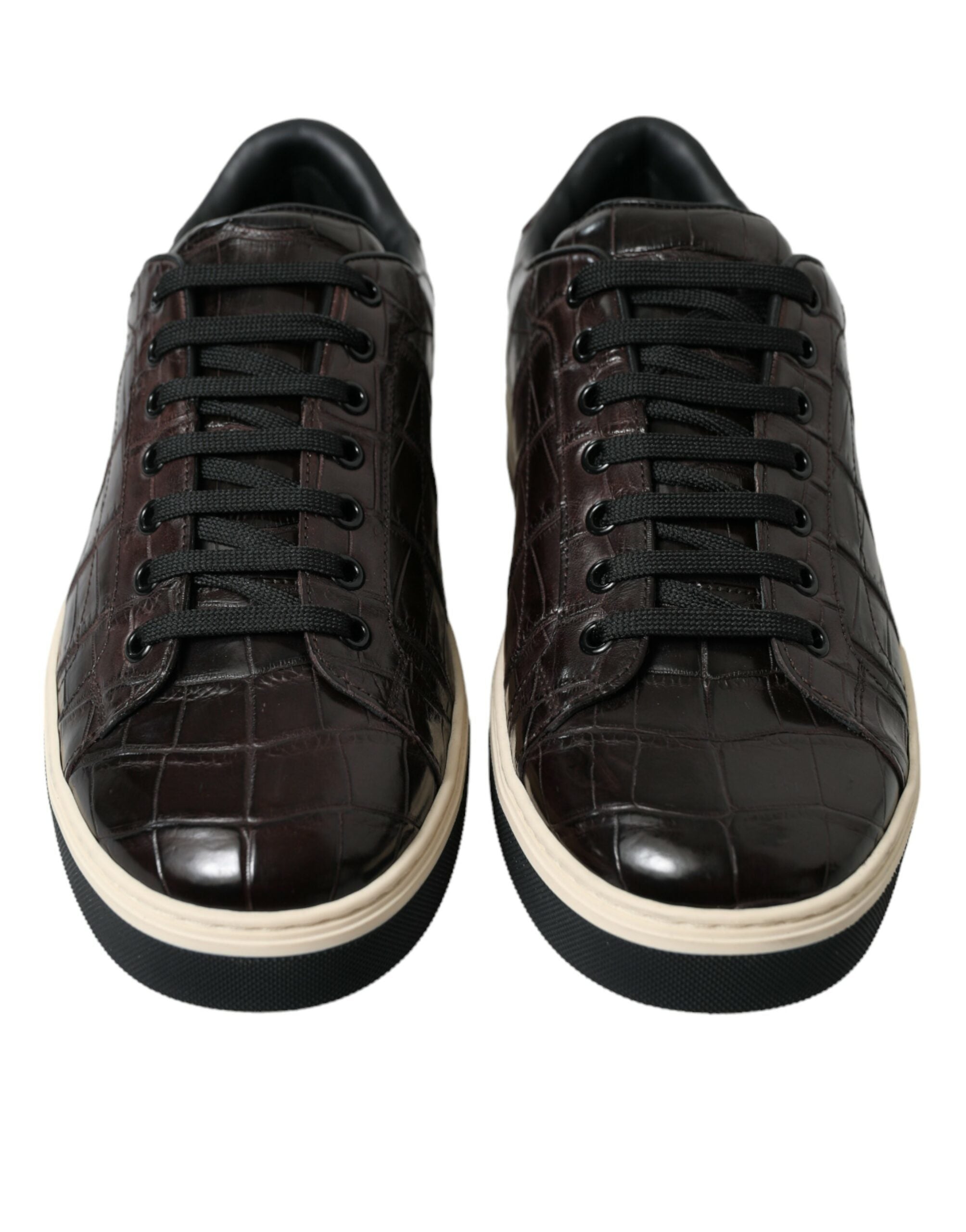 Dolce & Gabbana Brown Croc Exotic Leather Men Casual Sneakers Shoes -   -  Dolce & Gabbana.