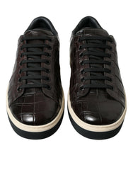 Dolce & Gabbana Brown Croc Exotic Leather Men Casual Sneakers Shoes -   -  Dolce & Gabbana.