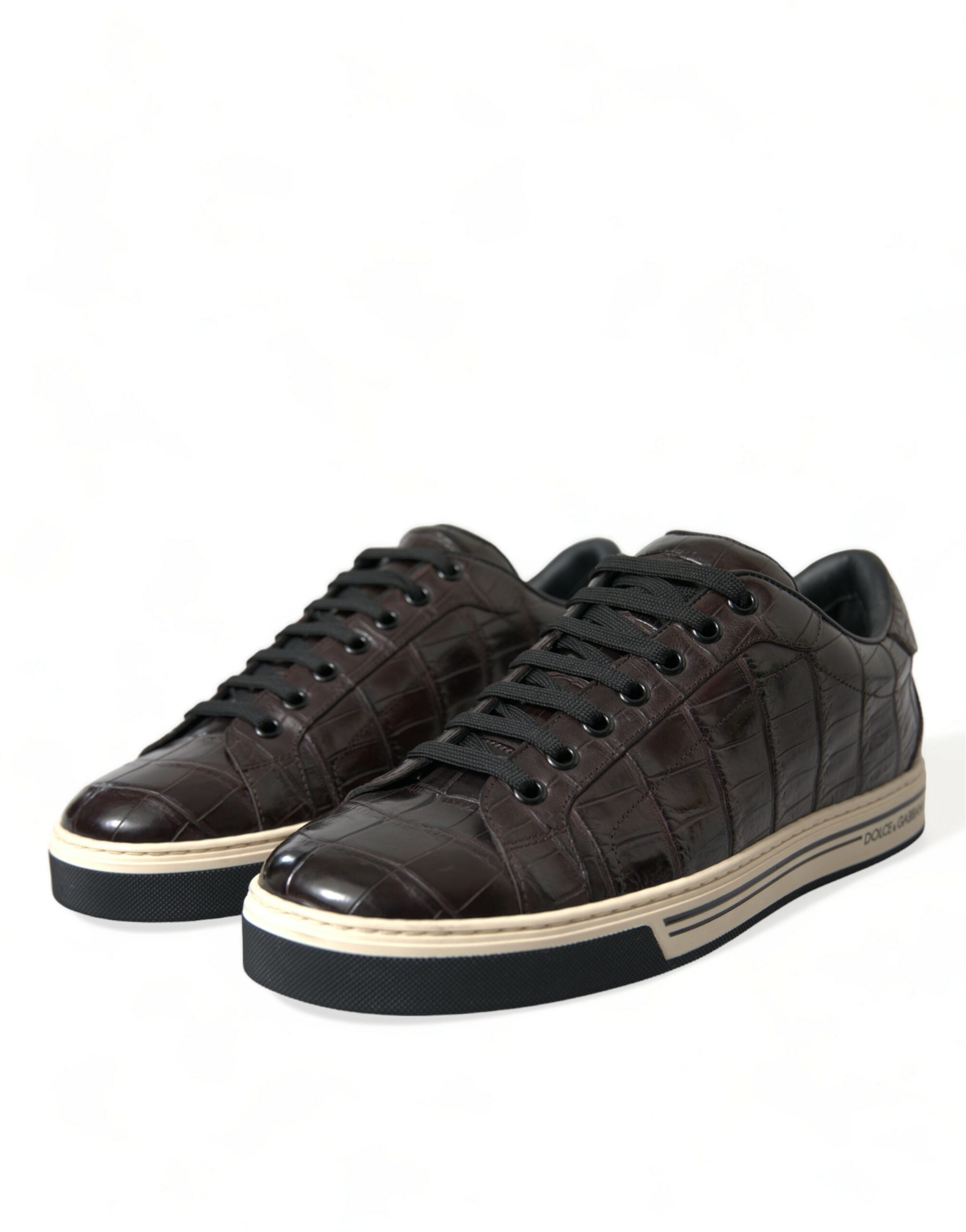 Dolce & Gabbana Brown Croc Exotic Leather Men Casual Sneakers Shoes -   -  Dolce & Gabbana.