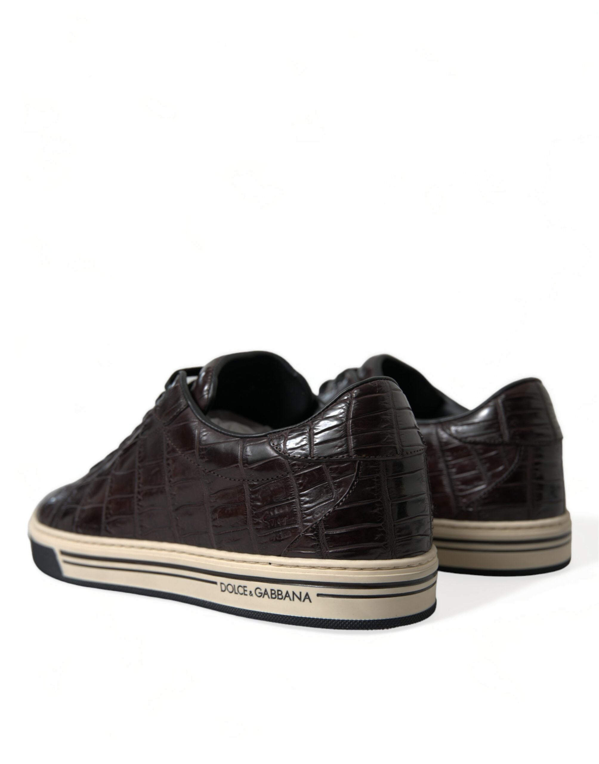 Dolce & Gabbana Brown Croc Exotic Leather Men Casual Sneakers Shoes -   -  Dolce & Gabbana.