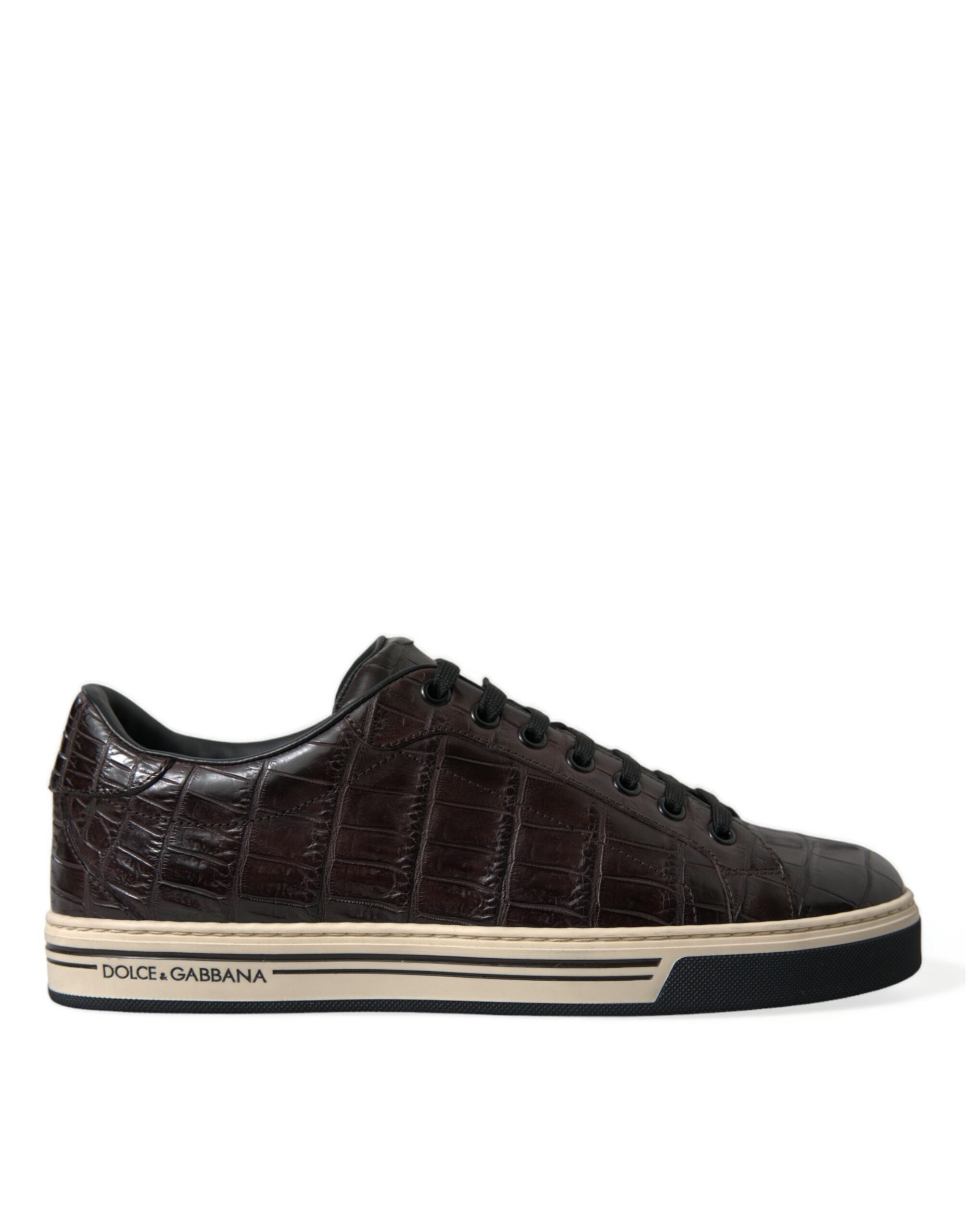 Dolce & Gabbana Brown Croc Exotic Leather Men Casual Sneakers Shoes -   -  Dolce & Gabbana.