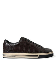 Dolce & Gabbana Brown Croc Exotic Leather Men Casual Sneakers Shoes -   -  Dolce & Gabbana.