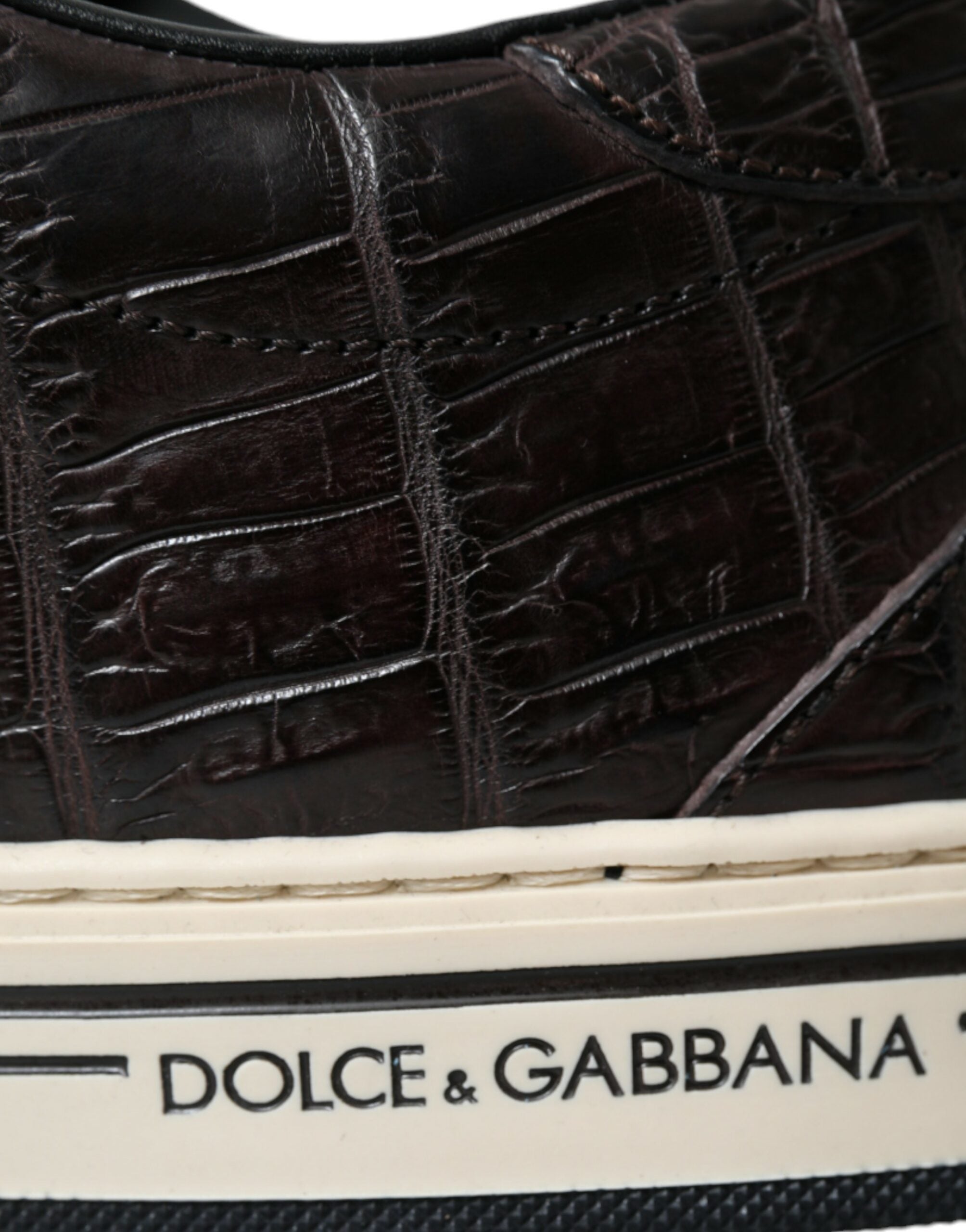 Dolce & Gabbana Brown Croc Exotic Leather Men Casual Sneakers Shoes -   -  Dolce & Gabbana.
