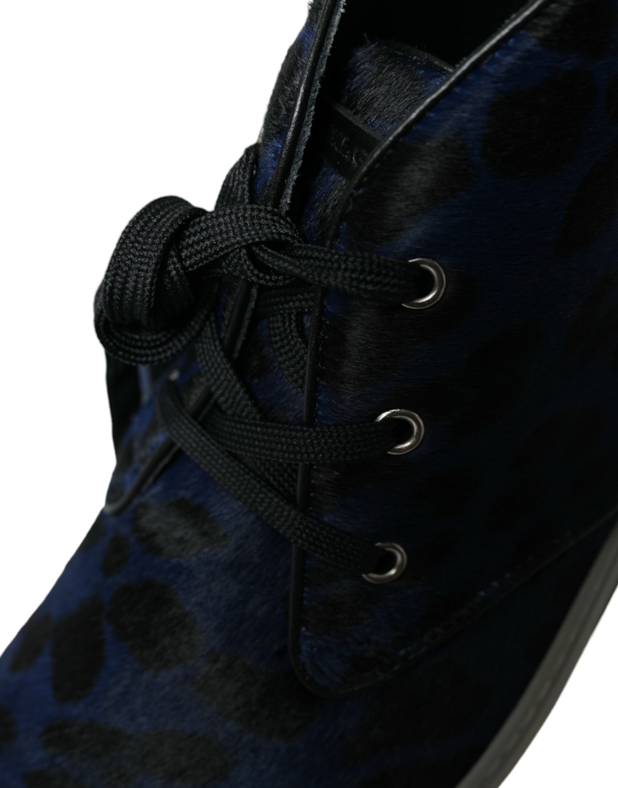 Dolce & Gabbana Blue Calfskin Leopard Mid Top Sneakers Shoes -   -  Dolce & Gabbana.