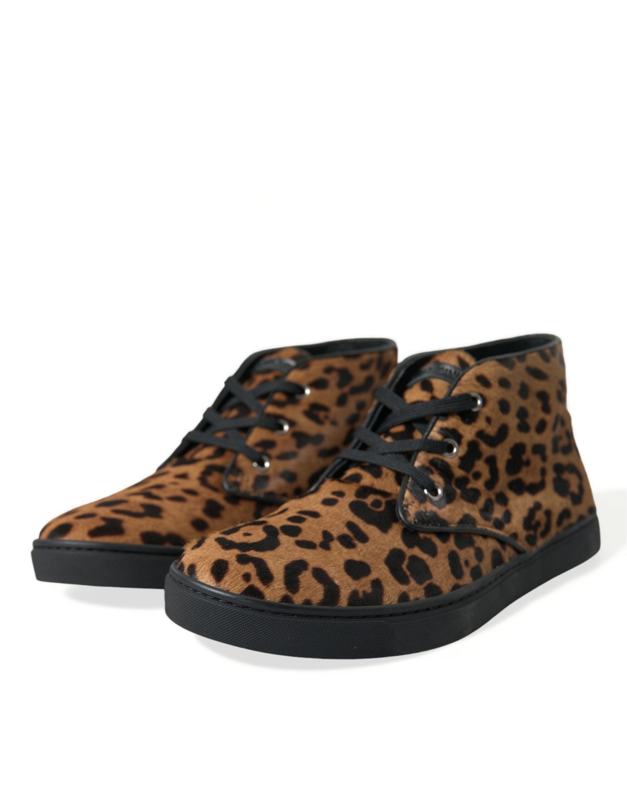 Dolce & Gabbana Brown Leopard Pony Hair Leather Sneakers Shoes -   -  Dolce & Gabbana.