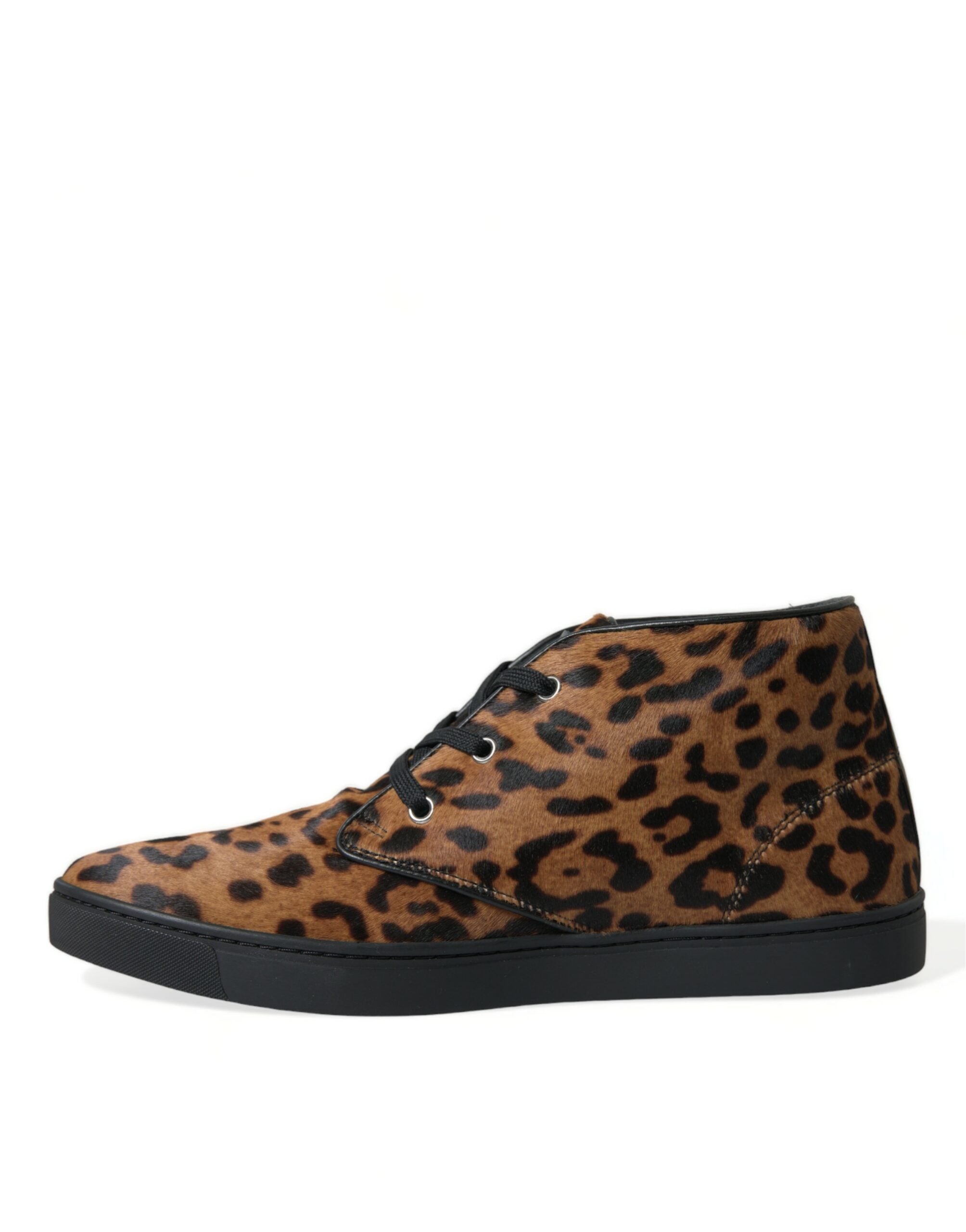 Dolce & Gabbana Brown Leopard Pony Hair Leather Sneakers Shoes -   -  Dolce & Gabbana.
