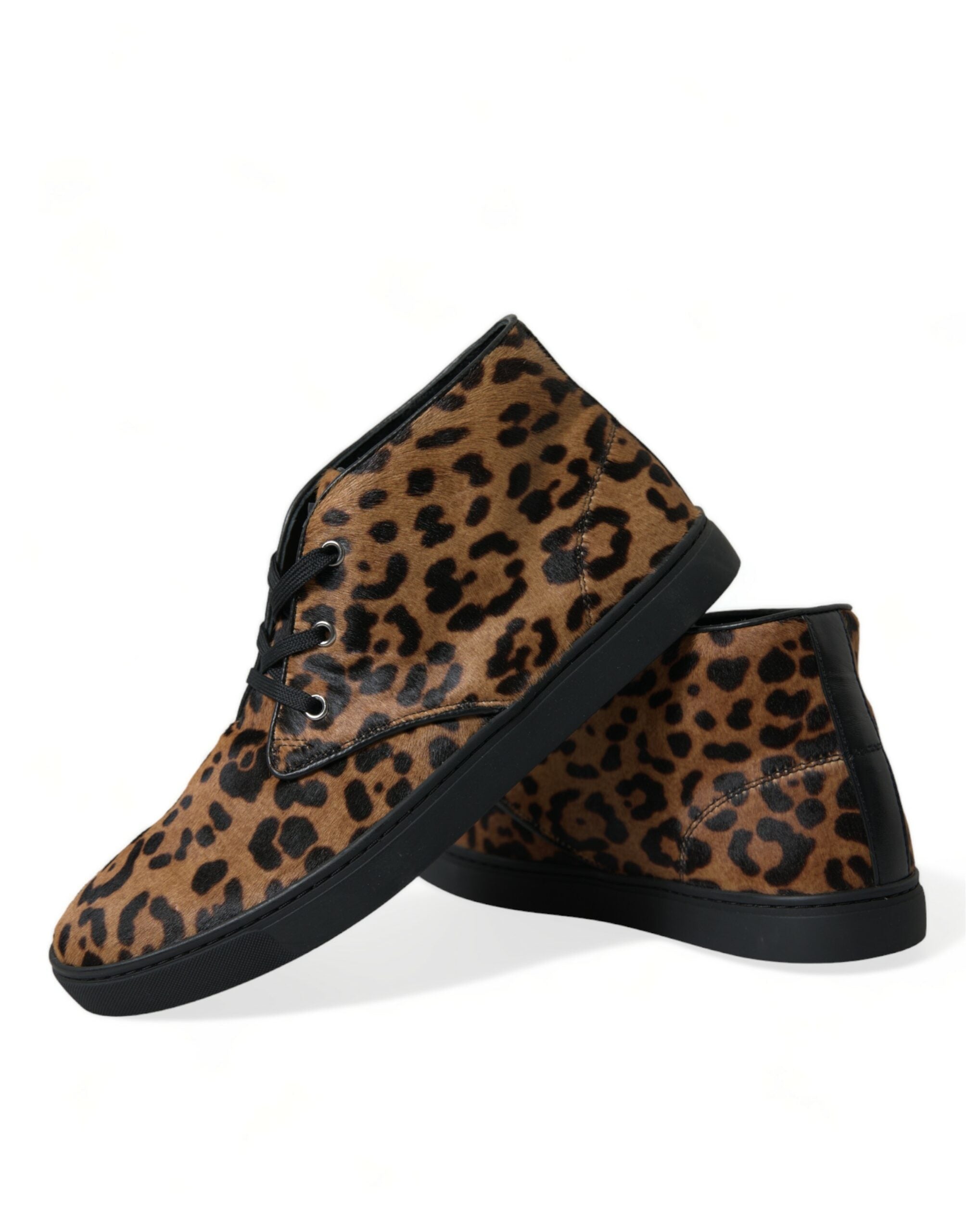 Dolce & Gabbana Brown Leopard Pony Hair Leather Sneakers Shoes -   -  Dolce & Gabbana.