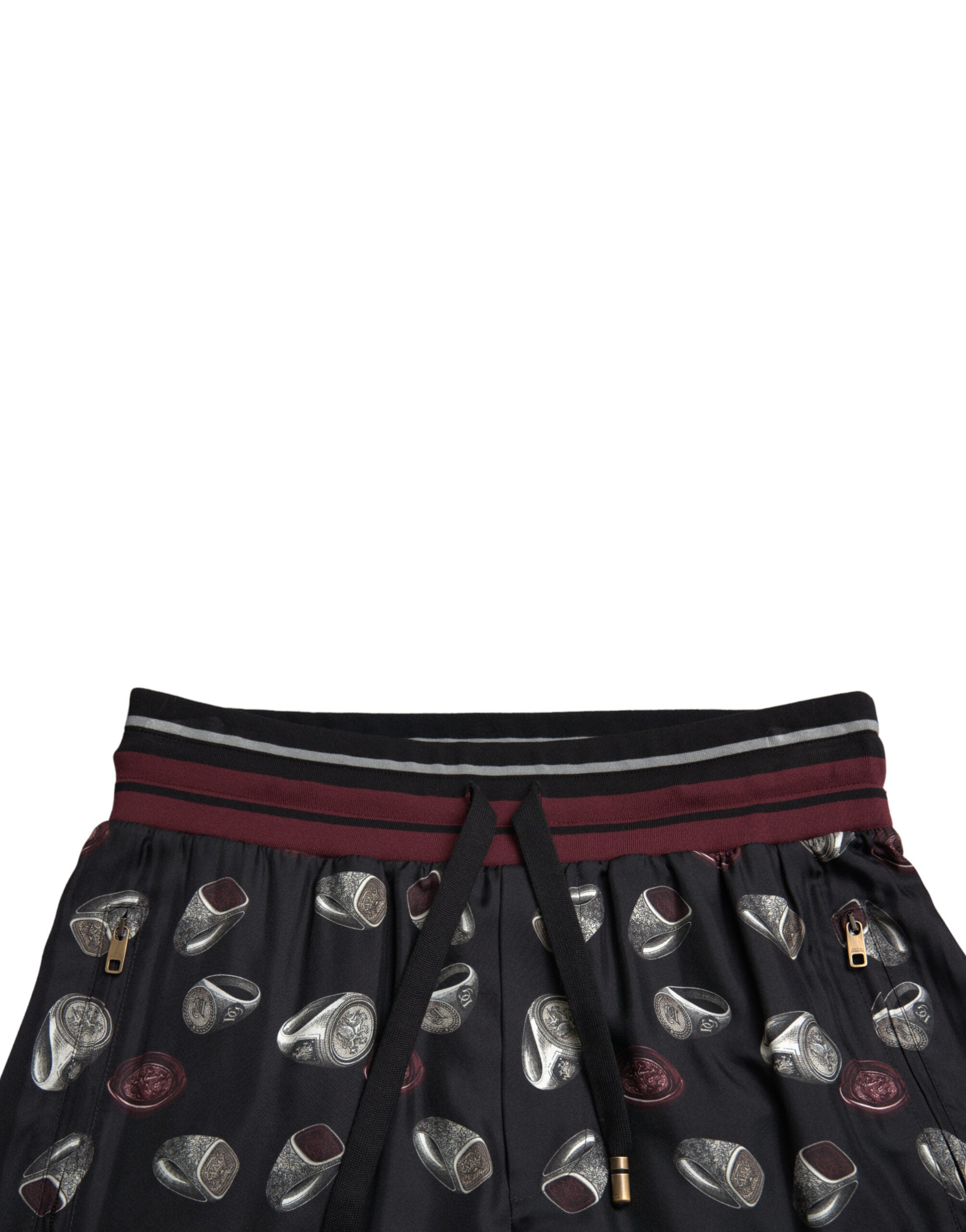 Dolce & Gabbana Black Ring Silk Jogging Trousers Pants -   -  Dolce & Gabbana.