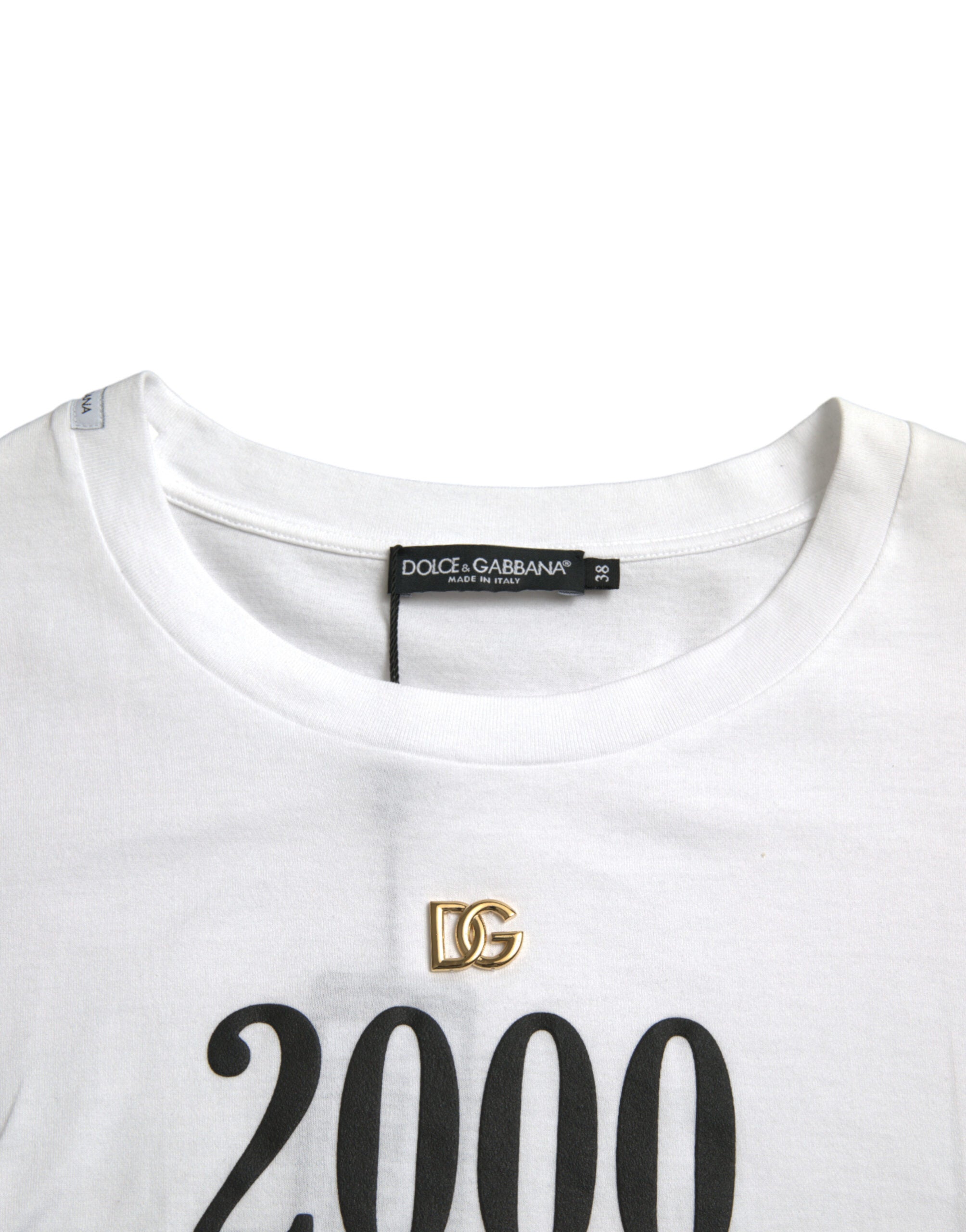 Dolce & Gabbana White Slogan Print Lacing Detailed T-shirt -   -  Dolce & Gabbana.