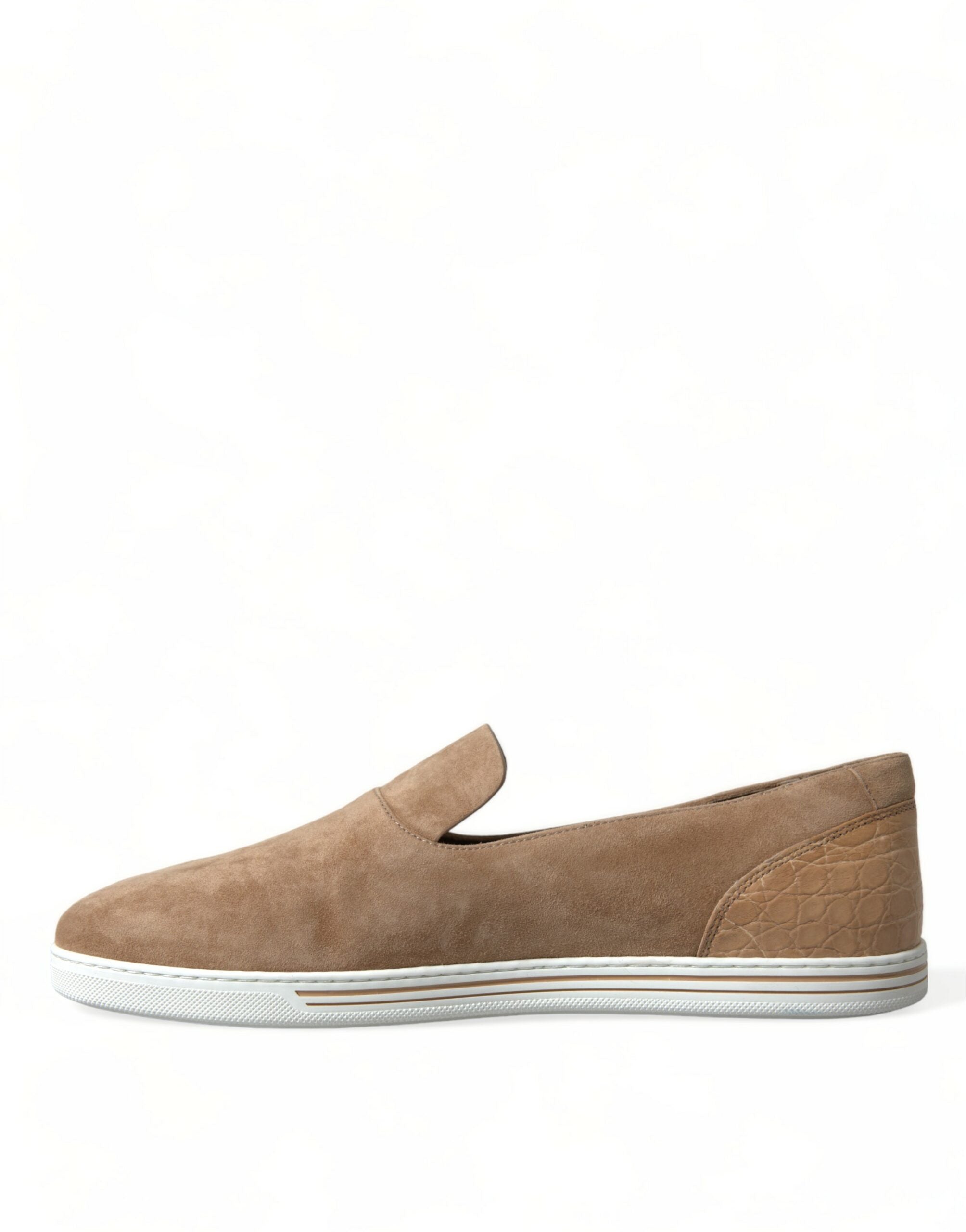 Dolce & Gabbana Beige Suede Caiman Men Loafers Slippers Shoes -   -  Dolce & Gabbana.