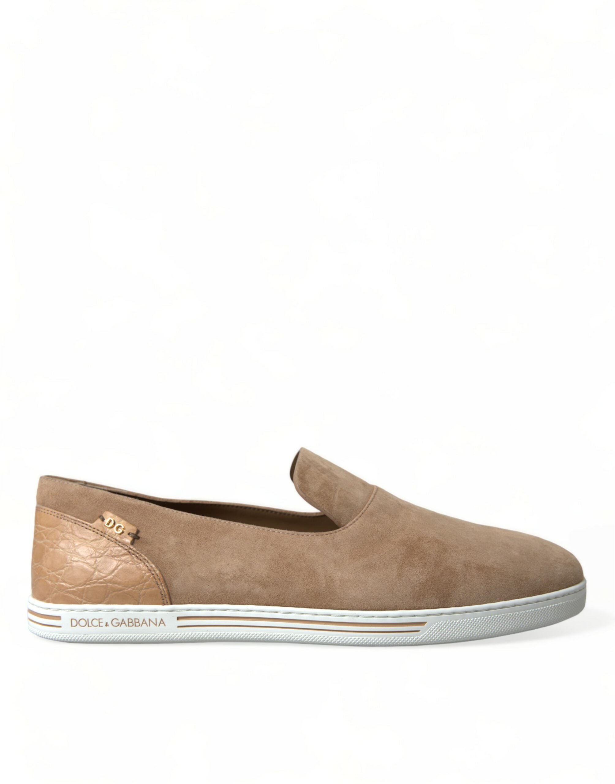 Dolce & Gabbana Beige Suede Caiman Men Loafers Slippers Shoes -   -  Dolce & Gabbana.