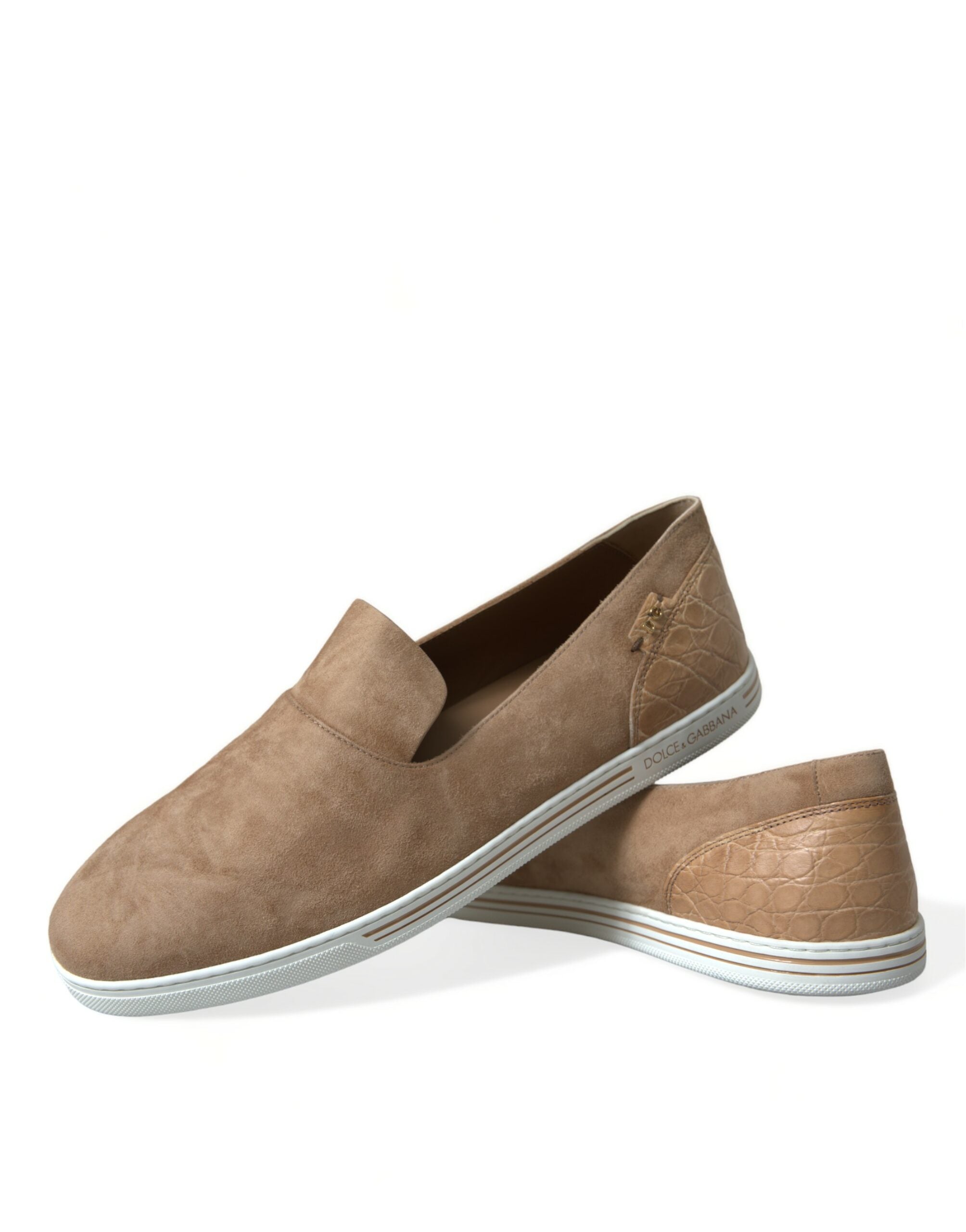 Dolce & Gabbana Beige Suede Caiman Men Loafers Slippers Shoes -   -  Dolce & Gabbana.