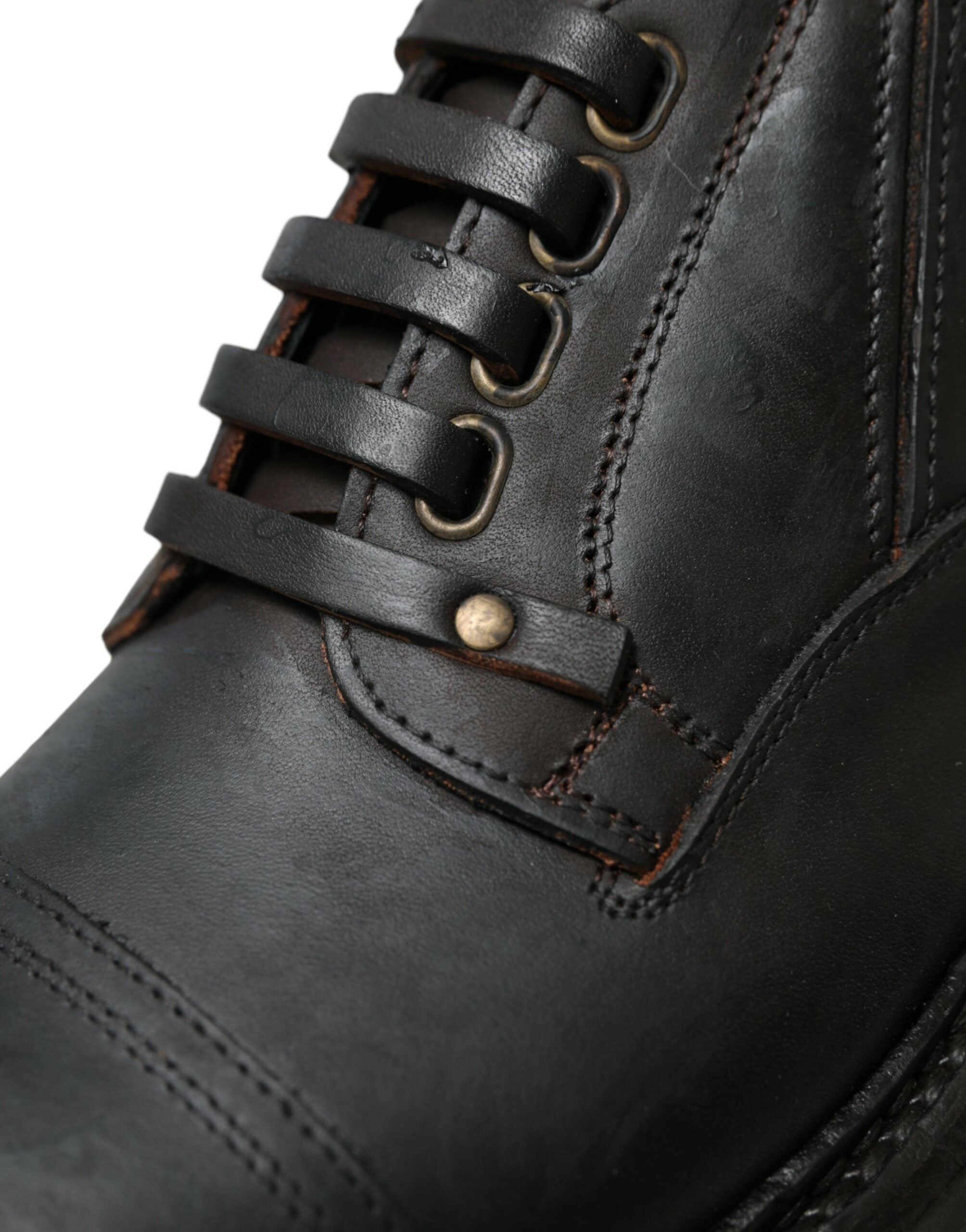 Dolce & Gabbana Brown Leather Lace Up Derby Men Dress Shoes -   -  Dolce & Gabbana.