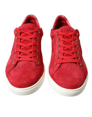 Dolce & Gabbana Red Suede Leather Men Low Top Sneakers Shoes -   -  Dolce & Gabbana.