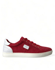 Dolce & Gabbana Red Suede Leather Men Low Top Sneakers Shoes -   -  Dolce & Gabbana.