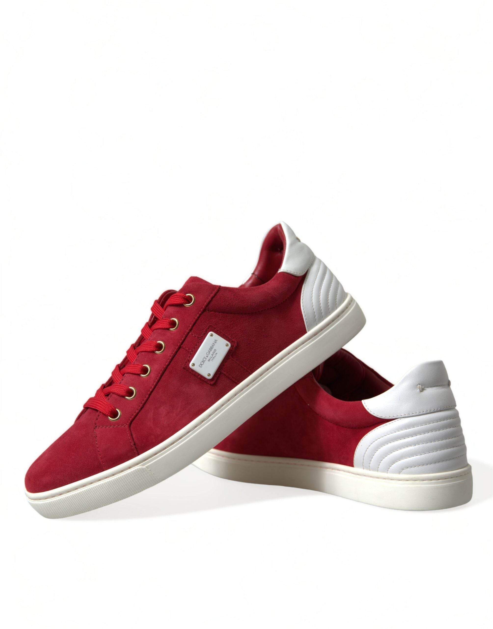 Dolce & Gabbana Red Suede Leather Men Low Top Sneakers Shoes -   -  Dolce & Gabbana.