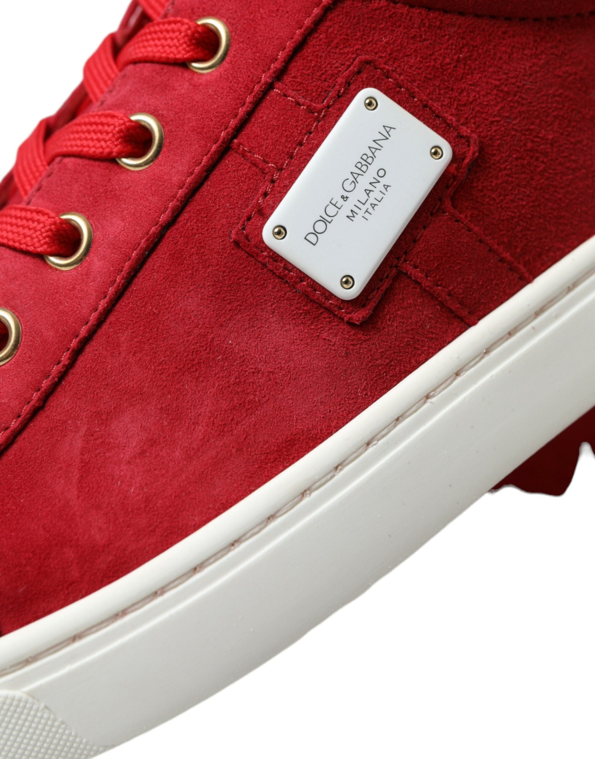 Dolce & Gabbana Red Suede Leather Men Low Top Sneakers Shoes -   -  Dolce & Gabbana.