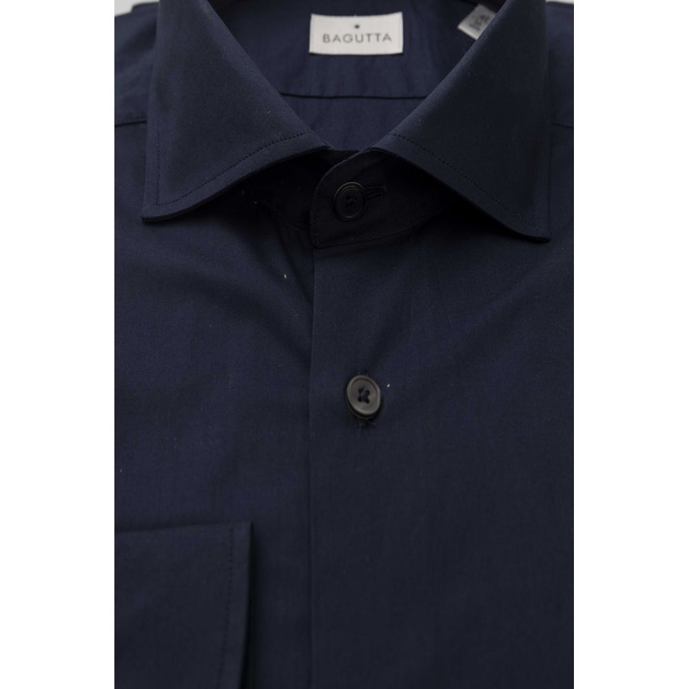 Bagutta Blue Cotton Men Slim Shirt -   -  Bagutta.