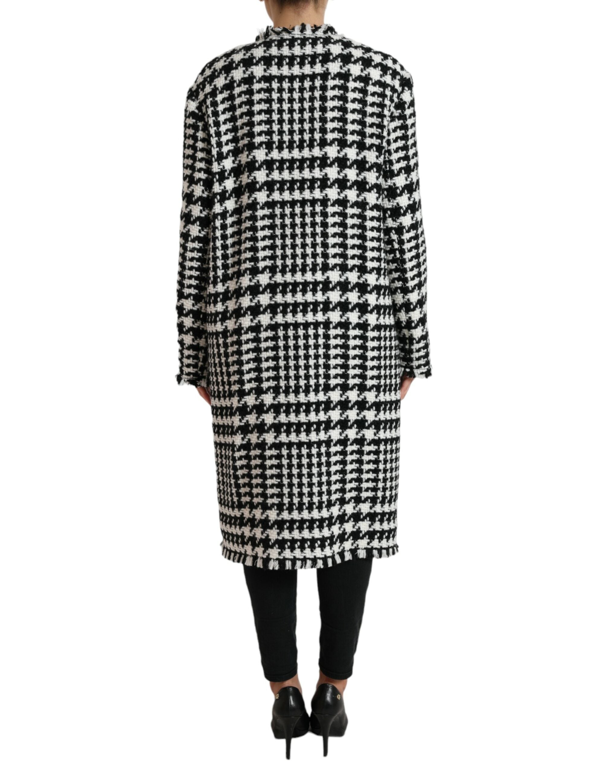 Dolce & Gabbana Black White Houndstooth Trench Coat Jacket -   -  Dolce & Gabbana.