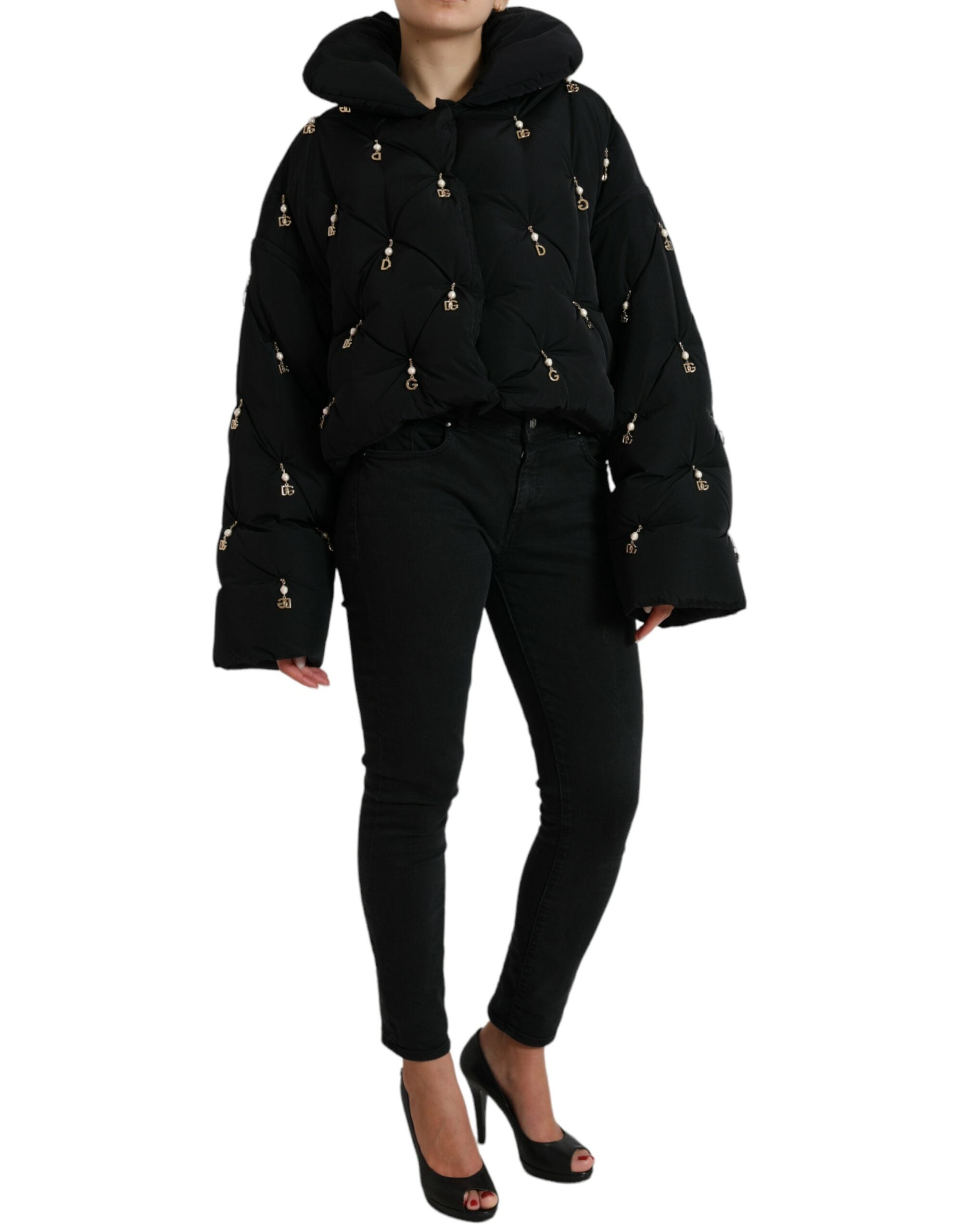 Dolce & Gabbana Black Embellished Quilted Shell Bomber Jacket -   -  Dolce & Gabbana.