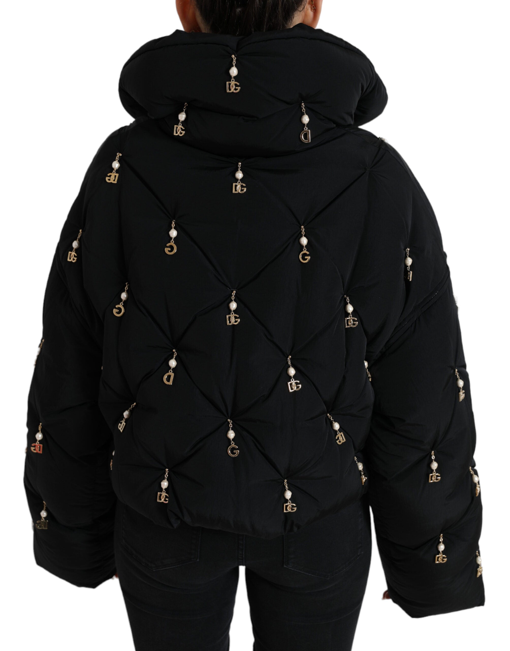 Dolce & Gabbana Black Embellished Quilted Shell Bomber Jacket -   -  Dolce & Gabbana.