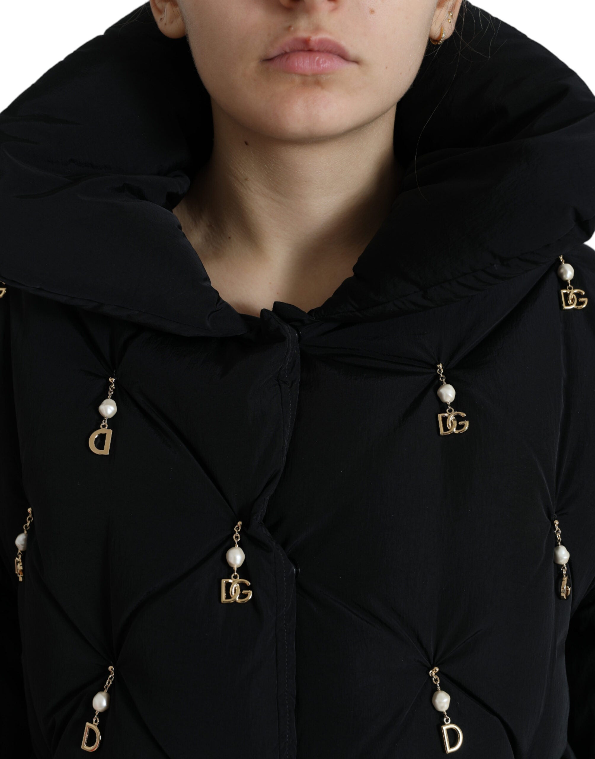 Dolce & Gabbana Black Embellished Quilted Shell Bomber Jacket -   -  Dolce & Gabbana.