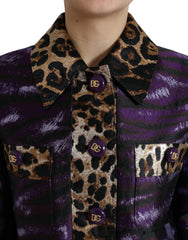 Dolce & Gabbana Purple Lamé Jacquard Tiger Print Coat Jacket -   -  Dolce & Gabbana.