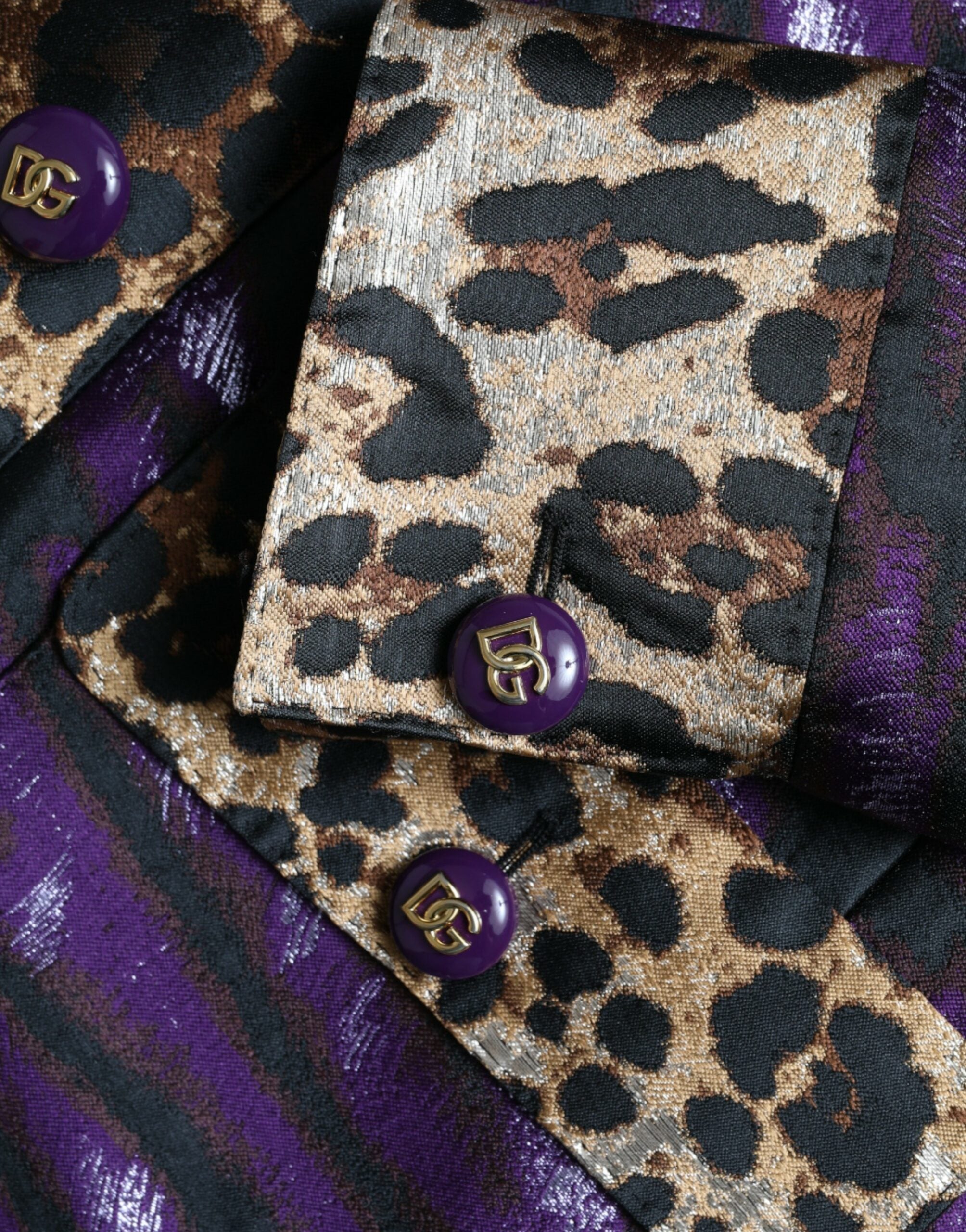 Dolce & Gabbana Purple Lamé Jacquard Tiger Print Coat Jacket -   -  Dolce & Gabbana.