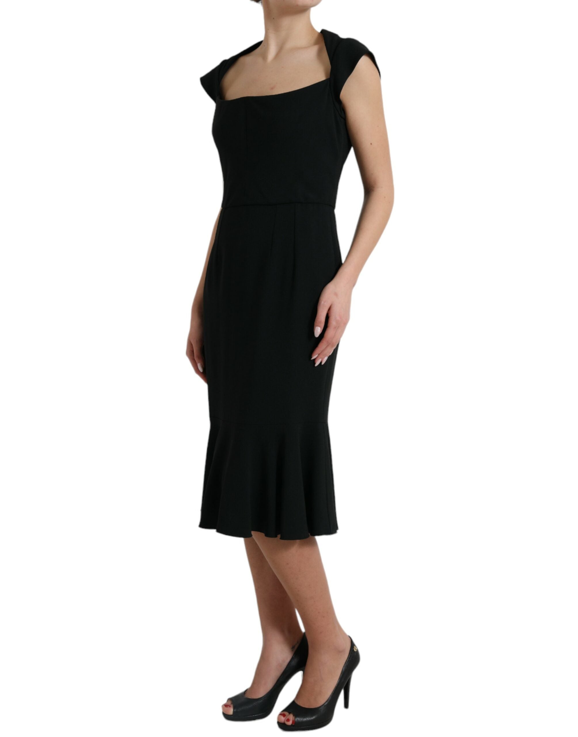 Dolce & Gabbana Black Cady Viscose Sleeveless Dress -   -  Dolce & Gabbana.