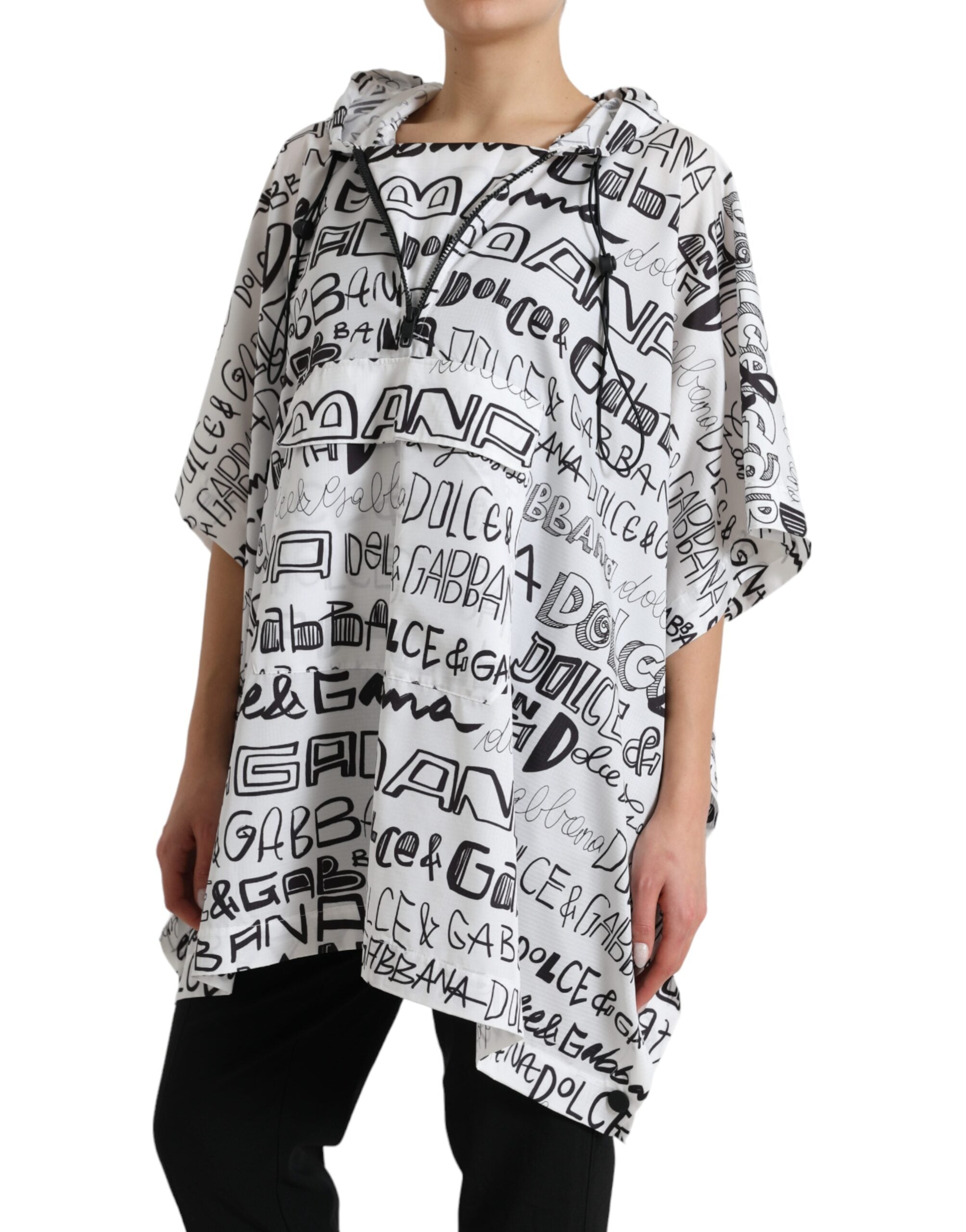 Dolce & Gabbana White Logo Print Hooded Blouson T-shirt Top -   -  Dolce & Gabbana.