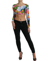 Dolce & Gabbana Multicolor Floral Long Sleeves Cropped Top -   -  Dolce & Gabbana.