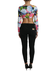 Dolce & Gabbana Multicolor Floral Long Sleeves Cropped Top -   -  Dolce & Gabbana.