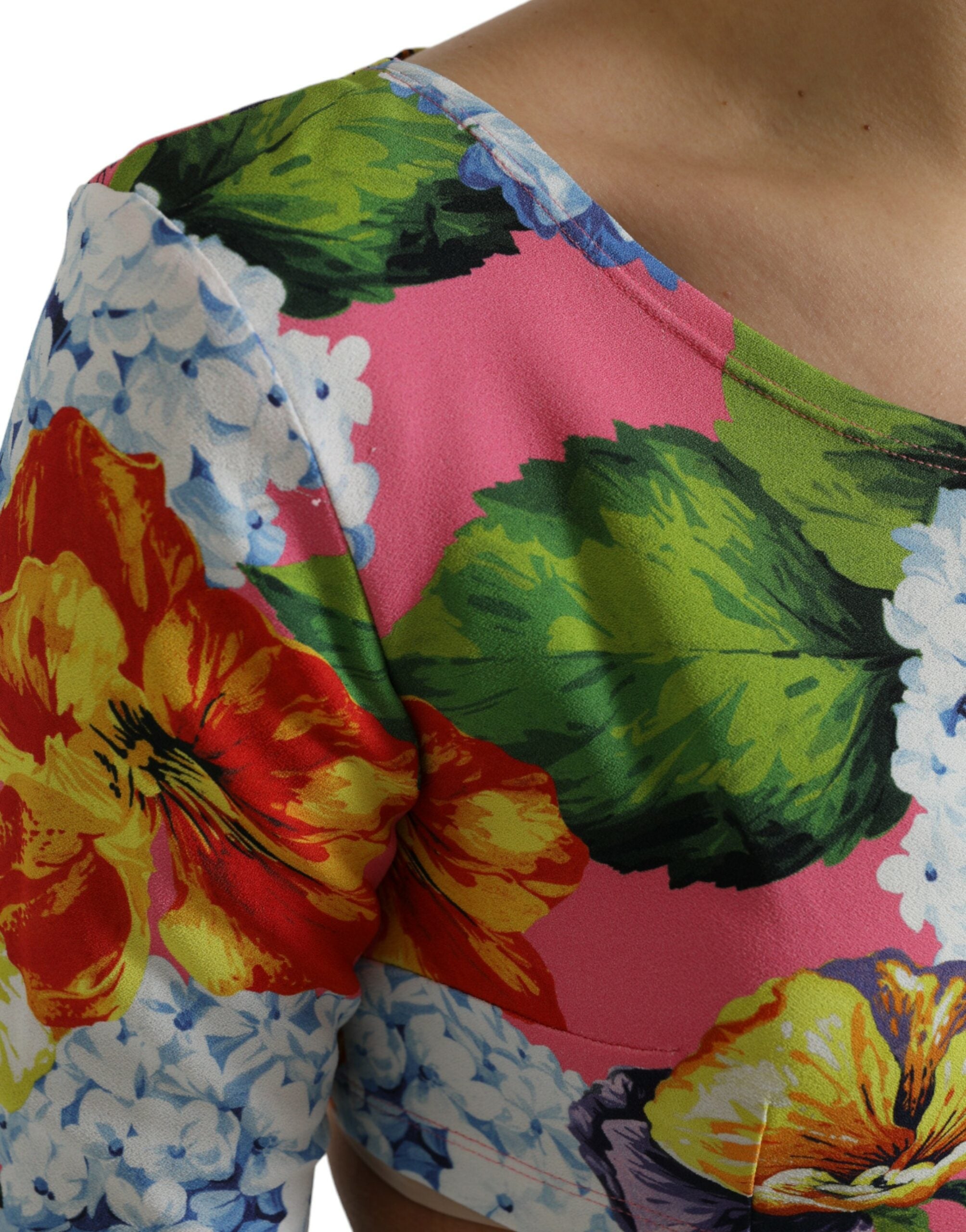 Dolce & Gabbana Multicolor Floral Long Sleeves Cropped Top -   -  Dolce & Gabbana.