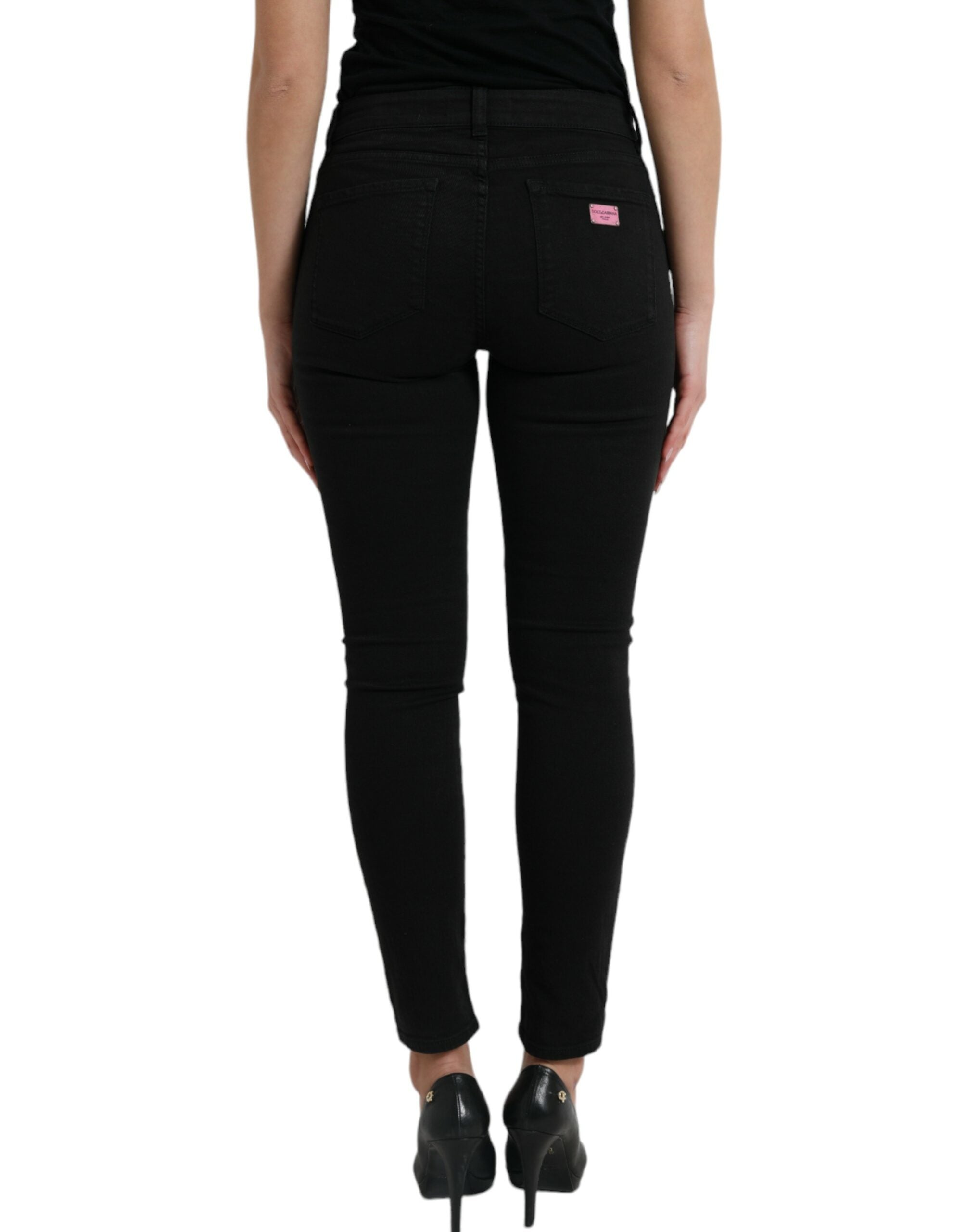Dolce & Gabbana Black Cotton Mid Waist Skinny Denim Jeans -   -  Dolce & Gabbana.