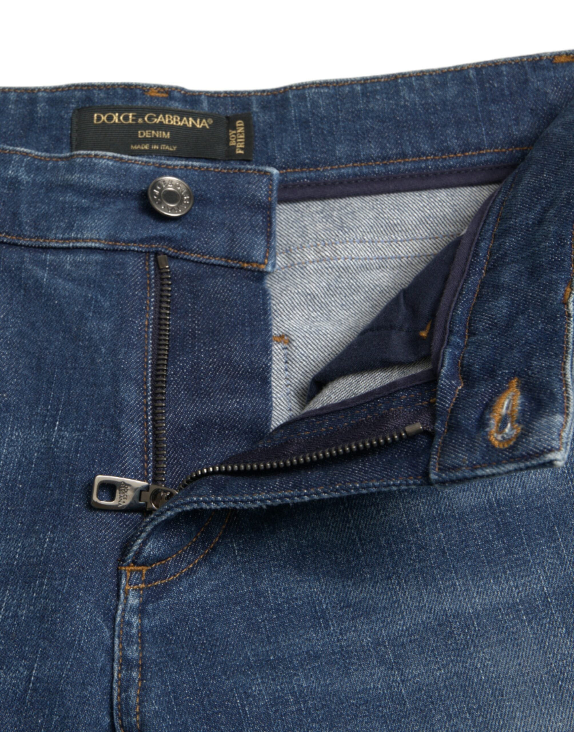Dolce & Gabbana Blue BOYFRIEND Mid Waist Cotton Denim Jeans -   -  Dolce & Gabbana.