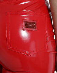 Dolce & Gabbana Shiny Red High Waist Skinny Pants -   -  Dolce & Gabbana.