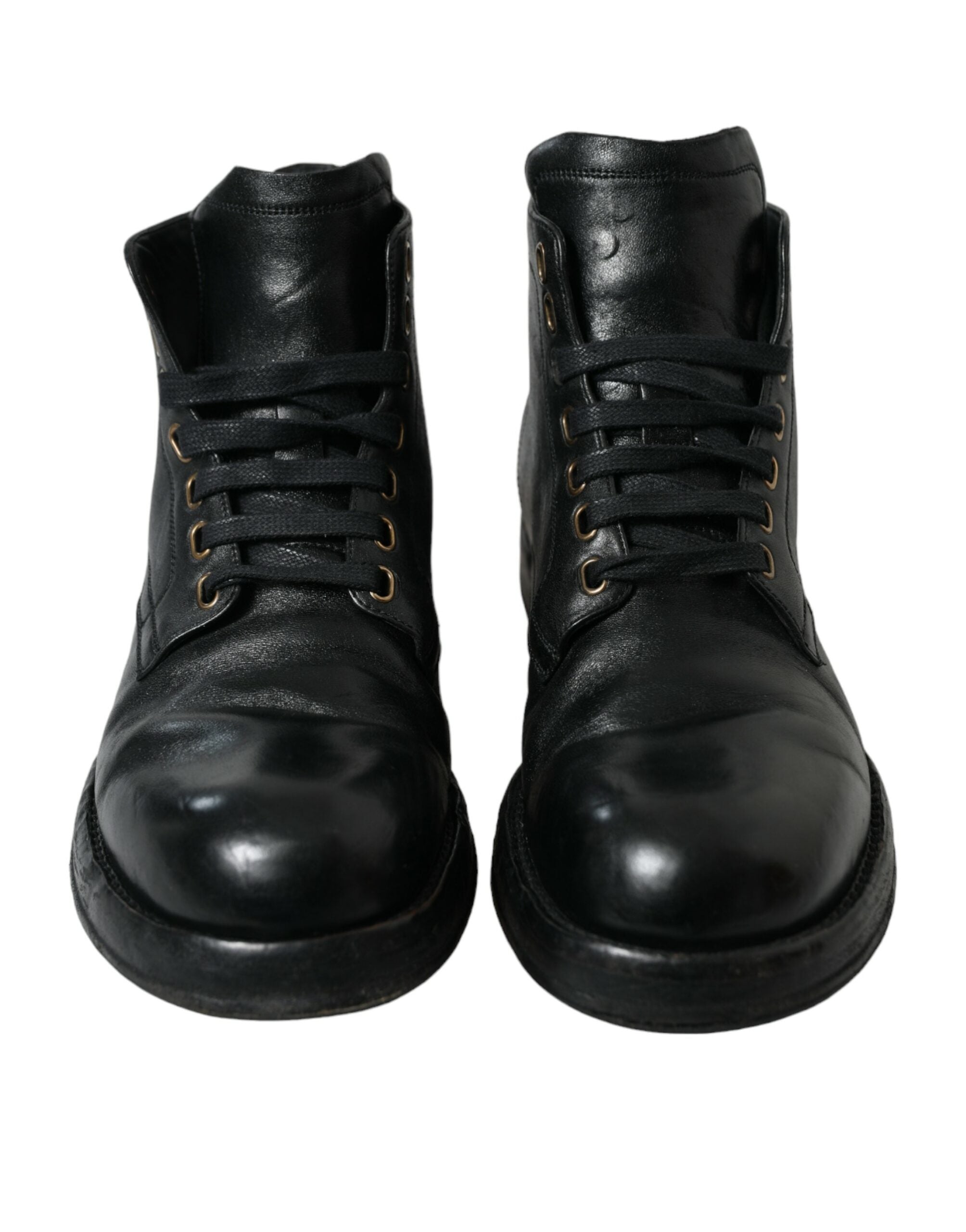 Dolce & Gabbana Black Leather Perugino Ankle Boots Shoes -   -  Dolce & Gabbana.