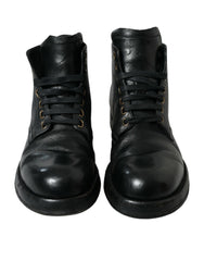 Dolce & Gabbana Black Leather Perugino Ankle Boots Shoes -   -  Dolce & Gabbana.